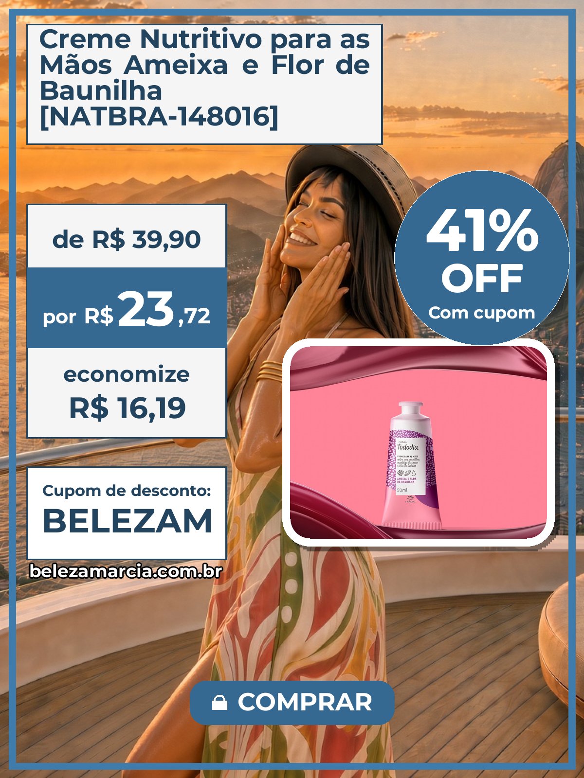 Creme Nutritivo para as Mãos Ameixa e Flor de Baunilha [NATBRA-148016]