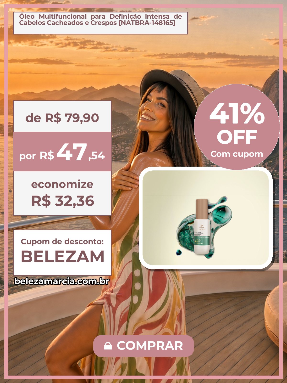 Óleo Multifuncional para Definição Intensa de Cabelos Cacheados e Crespos [NATBRA-148165]
