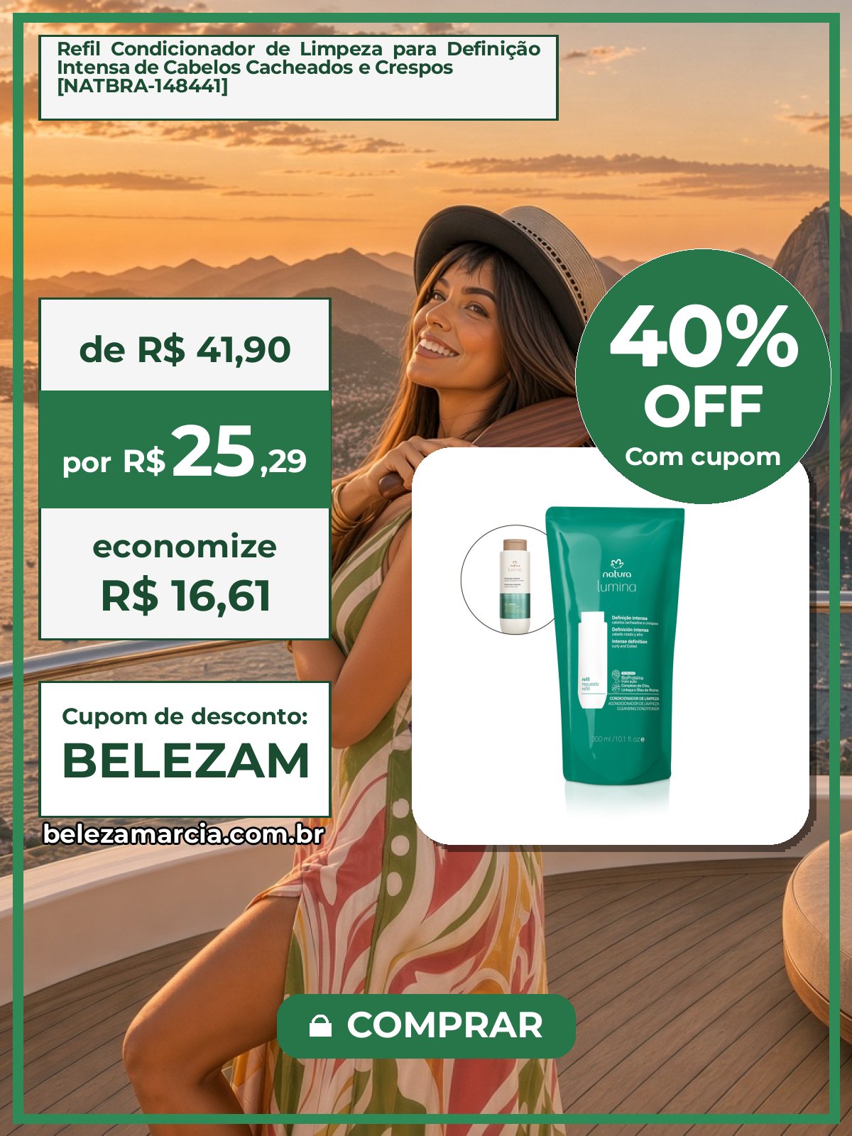Refil Condicionador de Limpeza para Definição Intensa de Cabelos Cacheados e Crespos [NATBRA-148441]