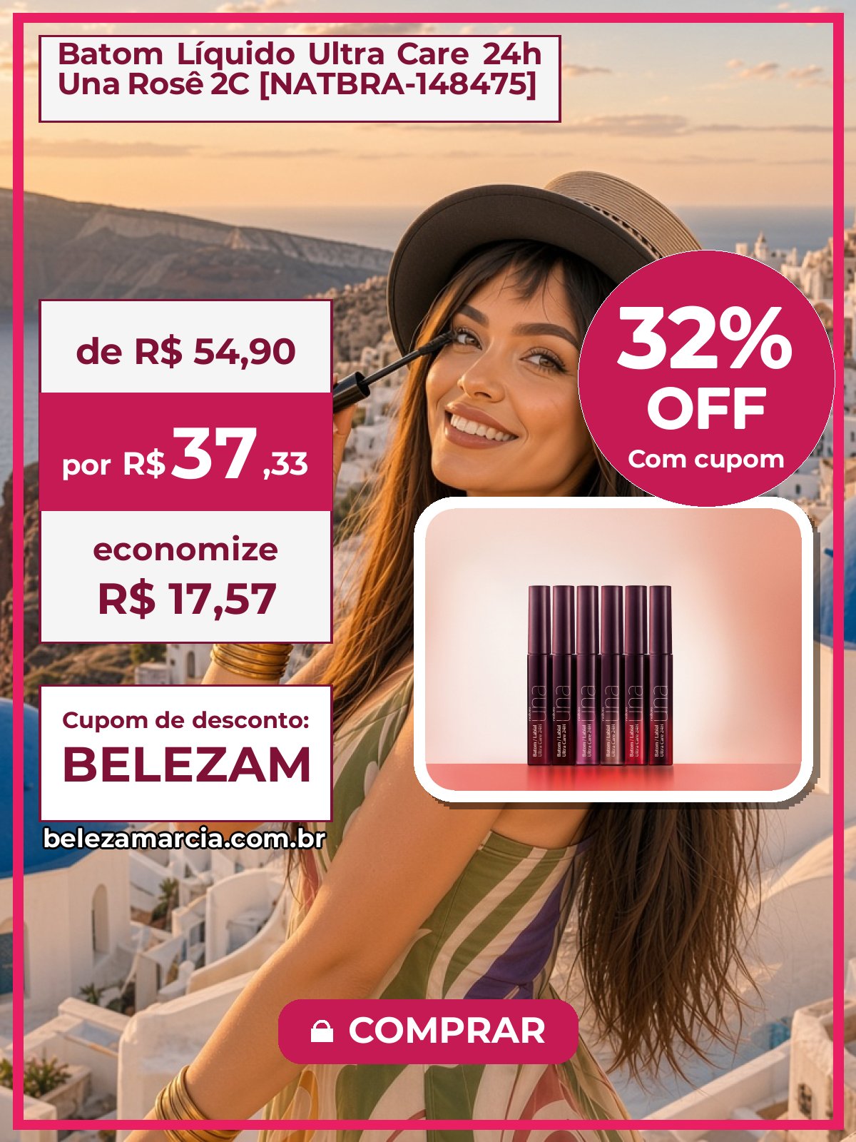 Batom Líquido Ultra Care 24h Una Rosê 2C [NATBRA-148475]