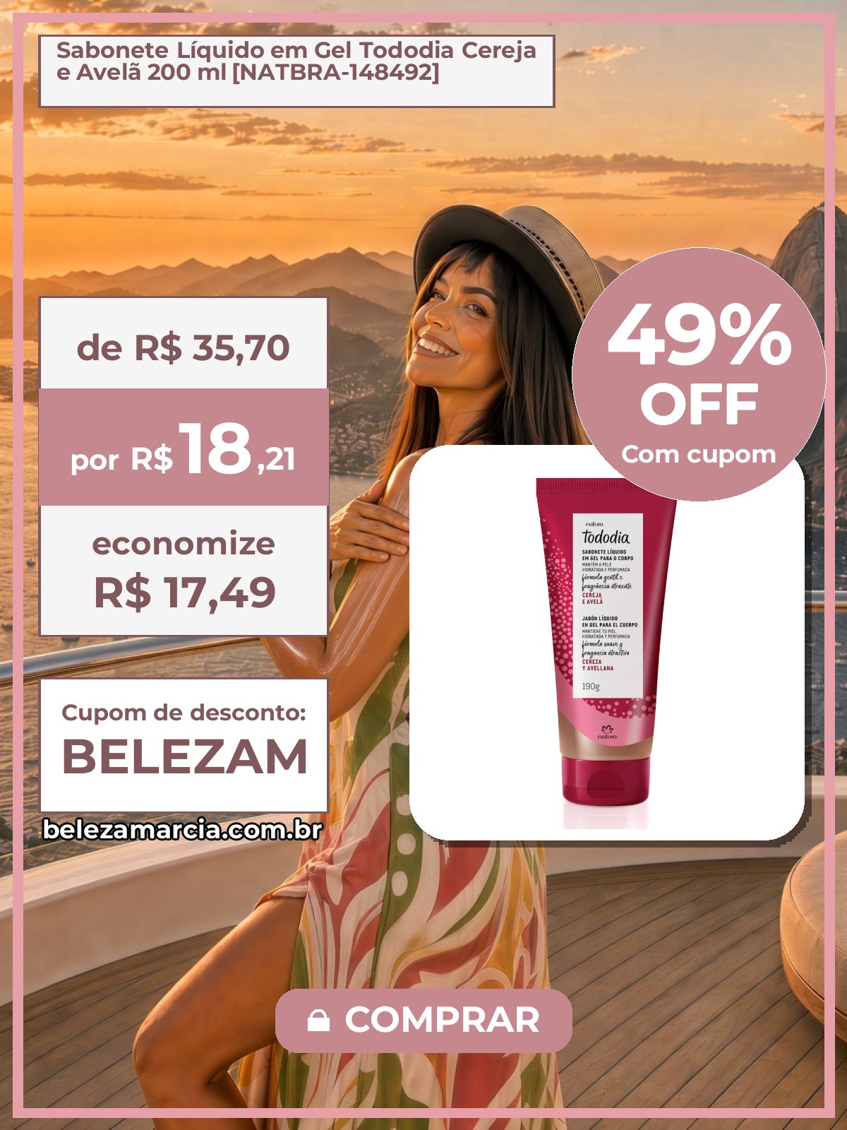 Sabonete Líquido em Gel Tododia Cereja e Avelã 200 ml [NATBRA-148492]
