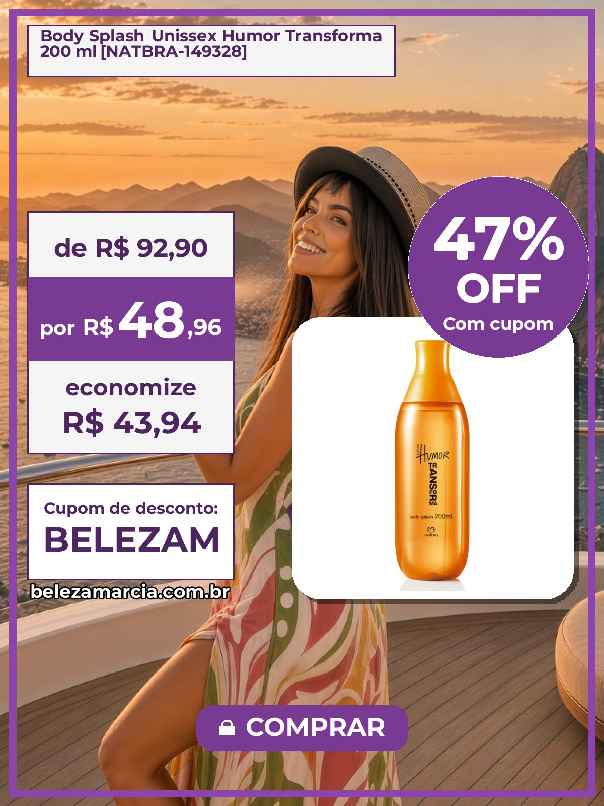 Body Splash Unissex Humor Transforma 200 ml [NATBRA-149328]