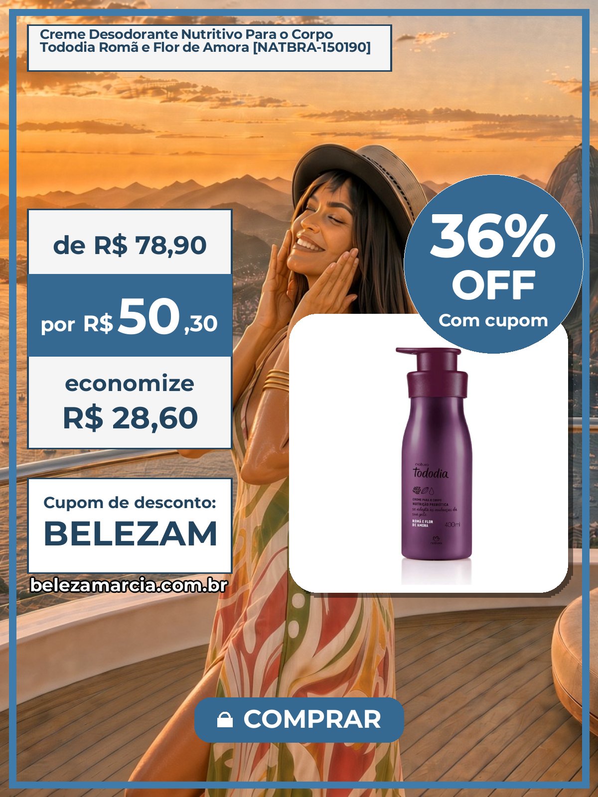 Creme Desodorante Nutritivo Para o Corpo Tododia Romã e Flor de Amora [NATBRA-150190]