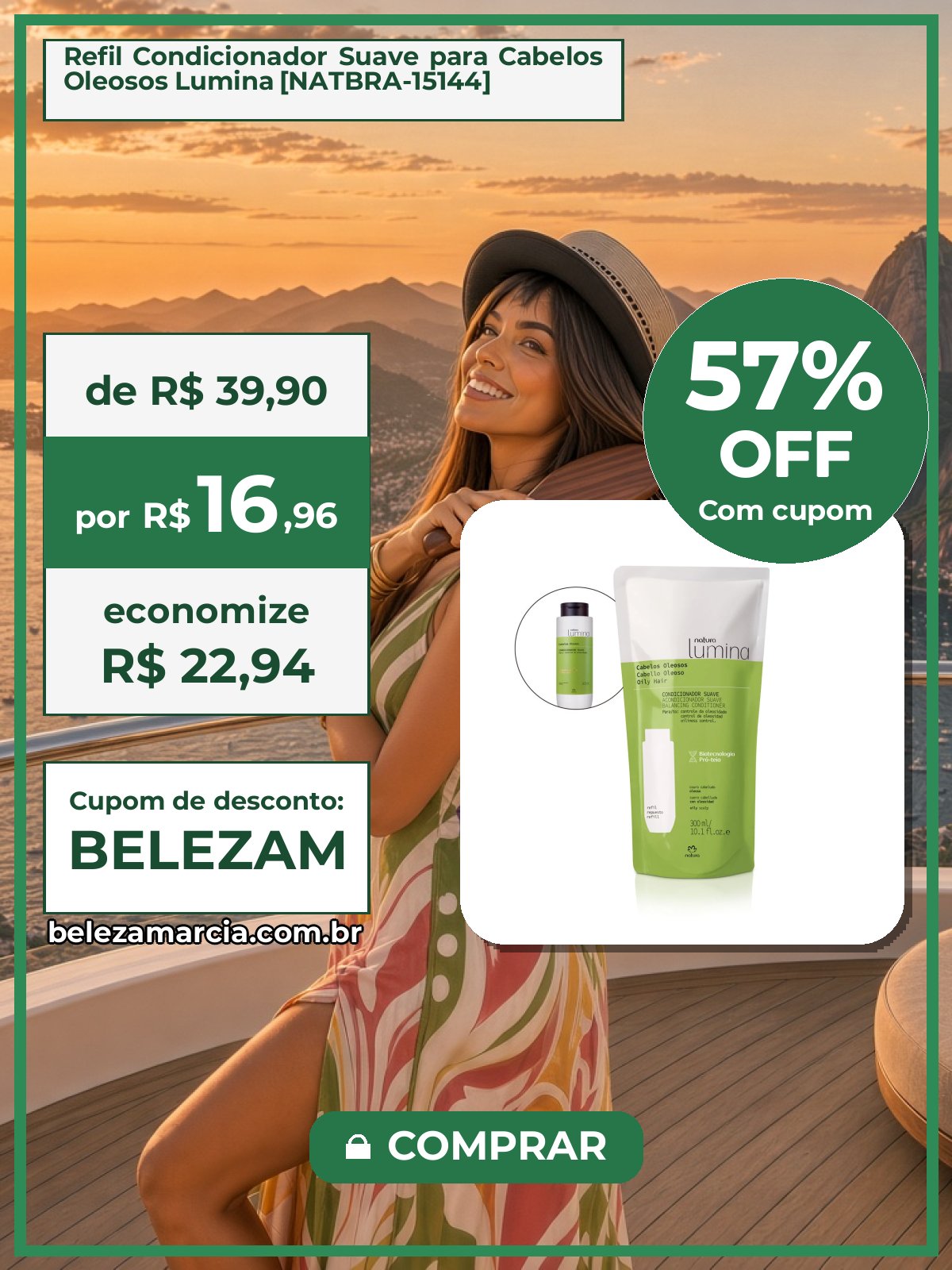 Refil Condicionador Suave para Cabelos Oleosos Lumina [NATBRA-15144]