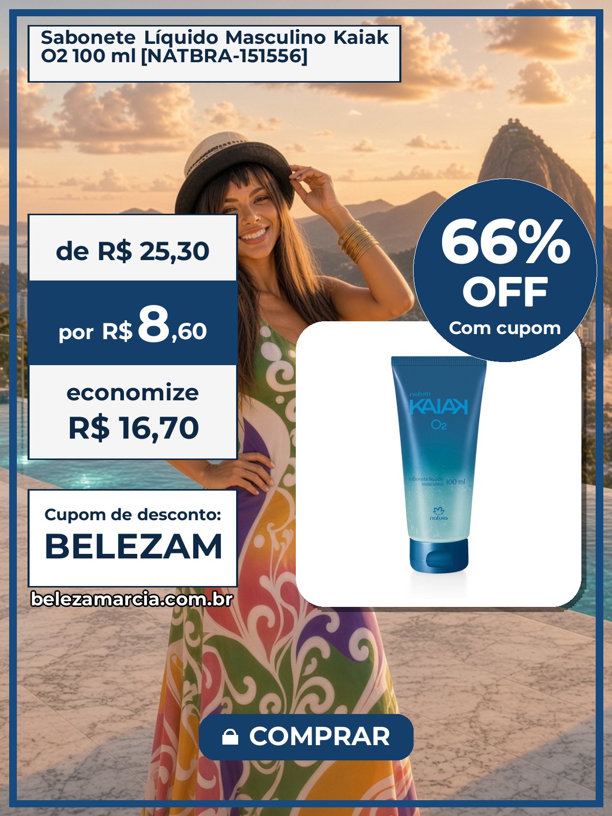 Sabonete Líquido Masculino Kaiak O2 100 ml [NATBRA-151556]