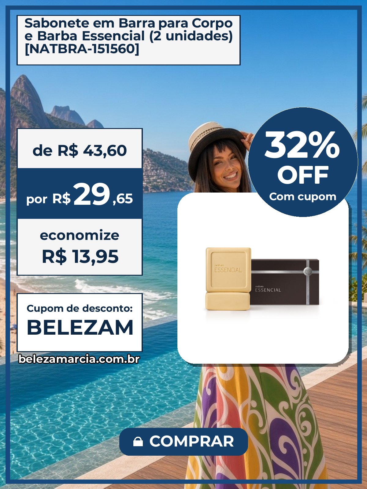 Sabonete em Barra para Corpo e Barba Essencial (2 unidades) [NATBRA-151560]