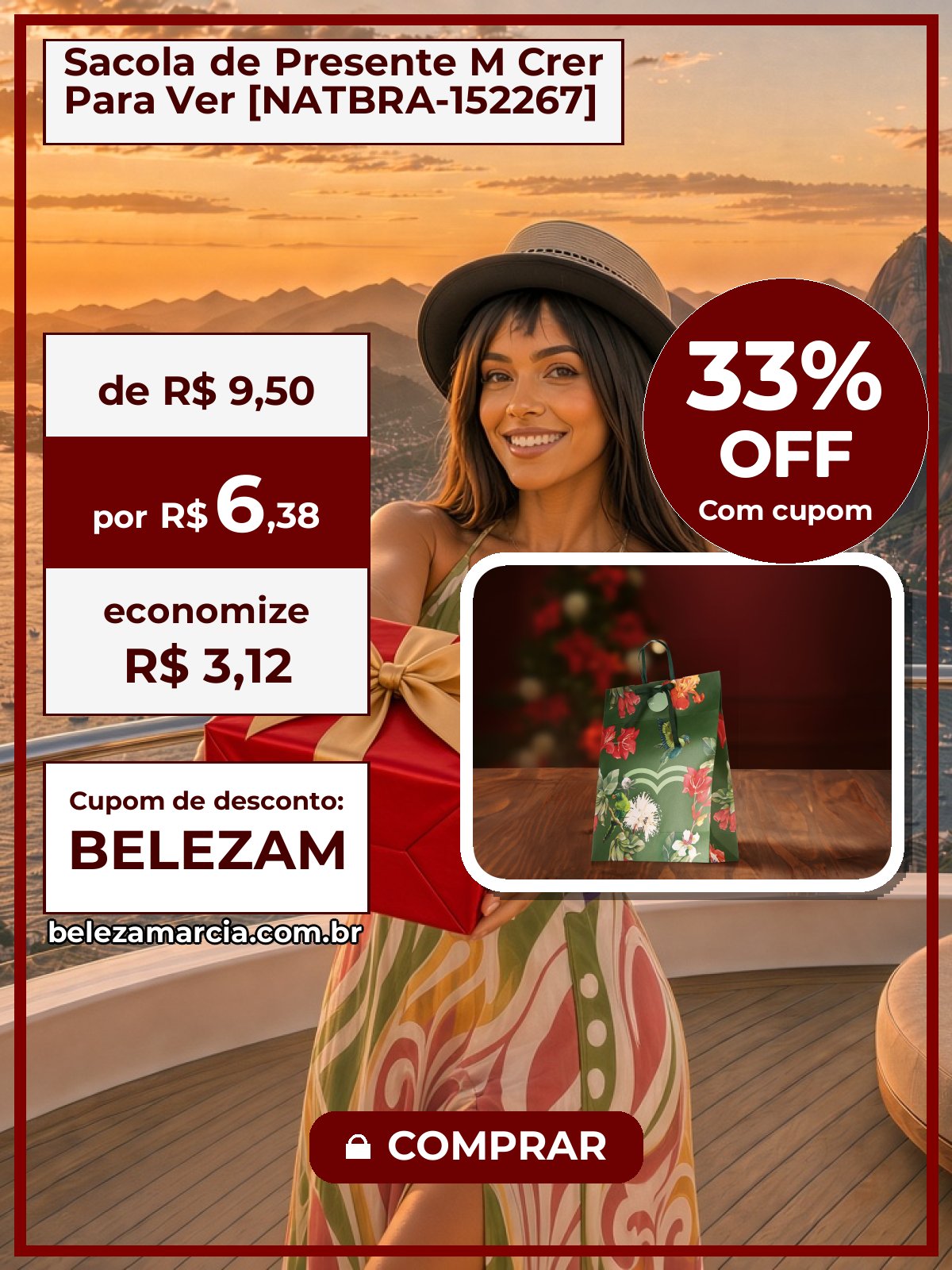 Sacola de Presente M Crer Para Ver [NATBRA-152267]