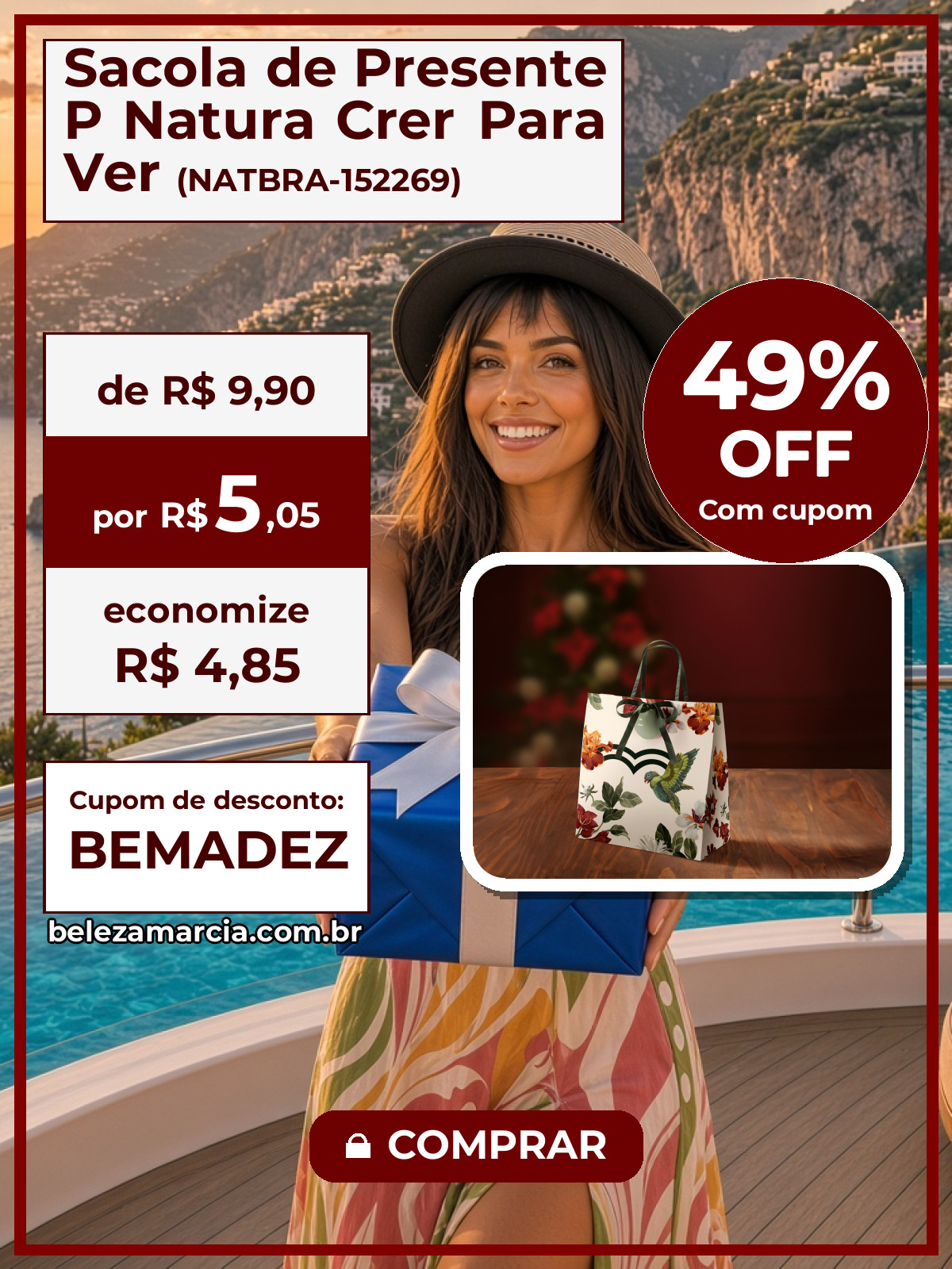 Sacola de Presente P Natura Crer Para Ver