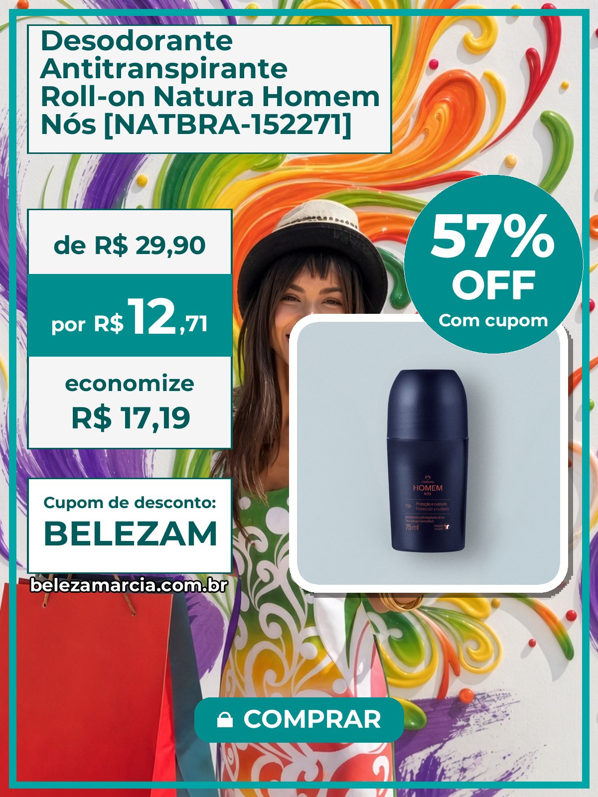 Desodorante Antitranspirante Roll-on Natura Homem Nós [NATBRA-152271]