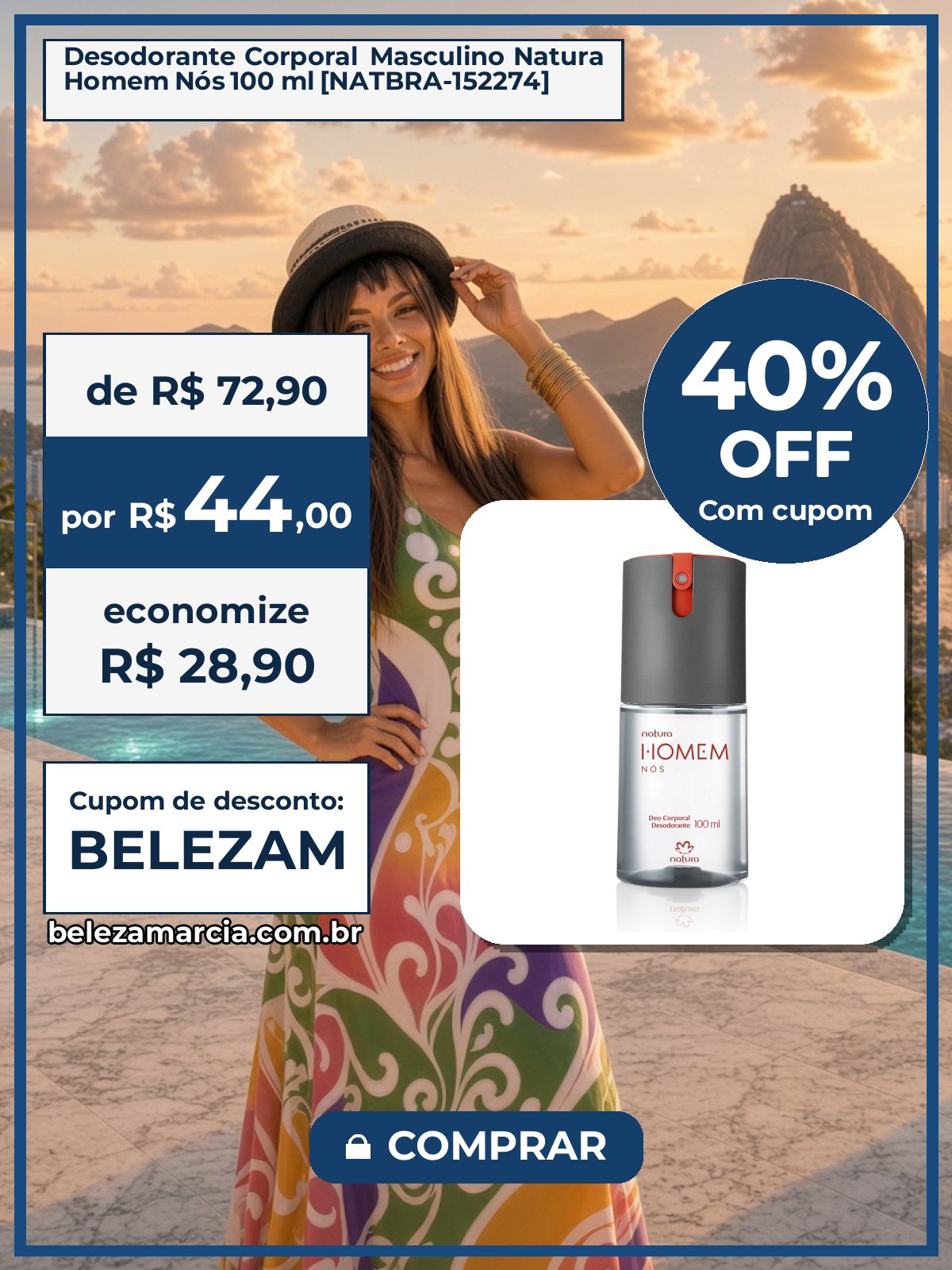 Desodorante Corporal Masculino Natura Homem Nós 100 ml [NATBRA-152274]