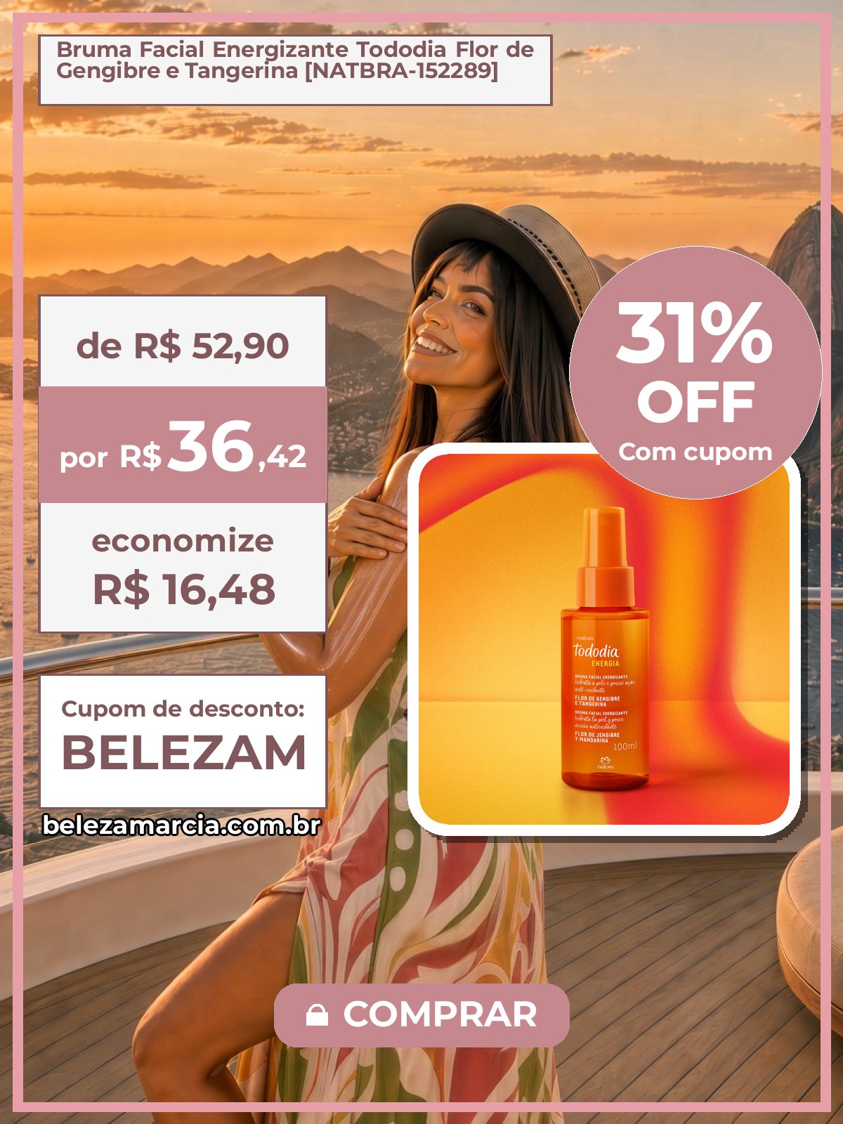 Bruma Facial Energizante Tododia Flor de Gengibre e Tangerina [NATBRA-152289]