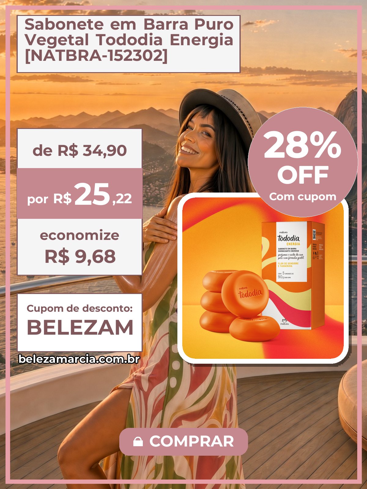 Sabonete em Barra Puro Vegetal Tododia Energia [NATBRA-152302]