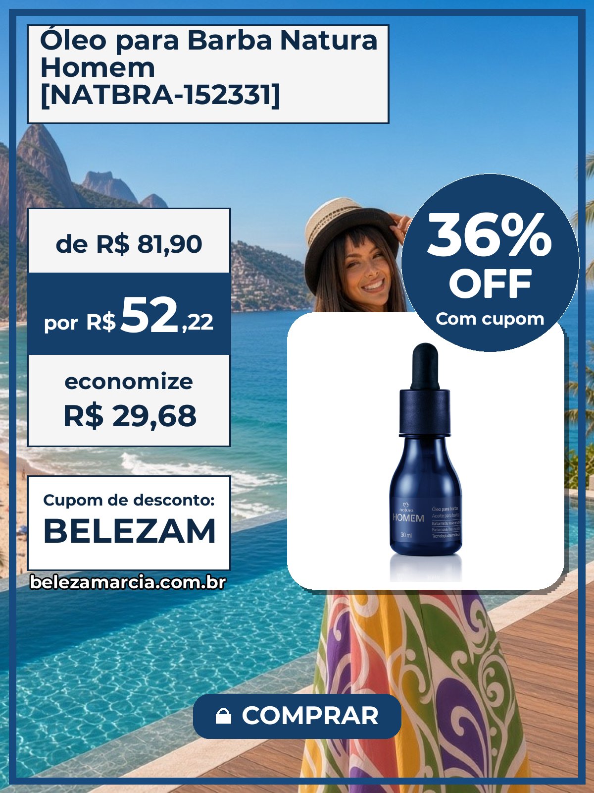 Óleo para Barba Natura Homem [NATBRA-152331]