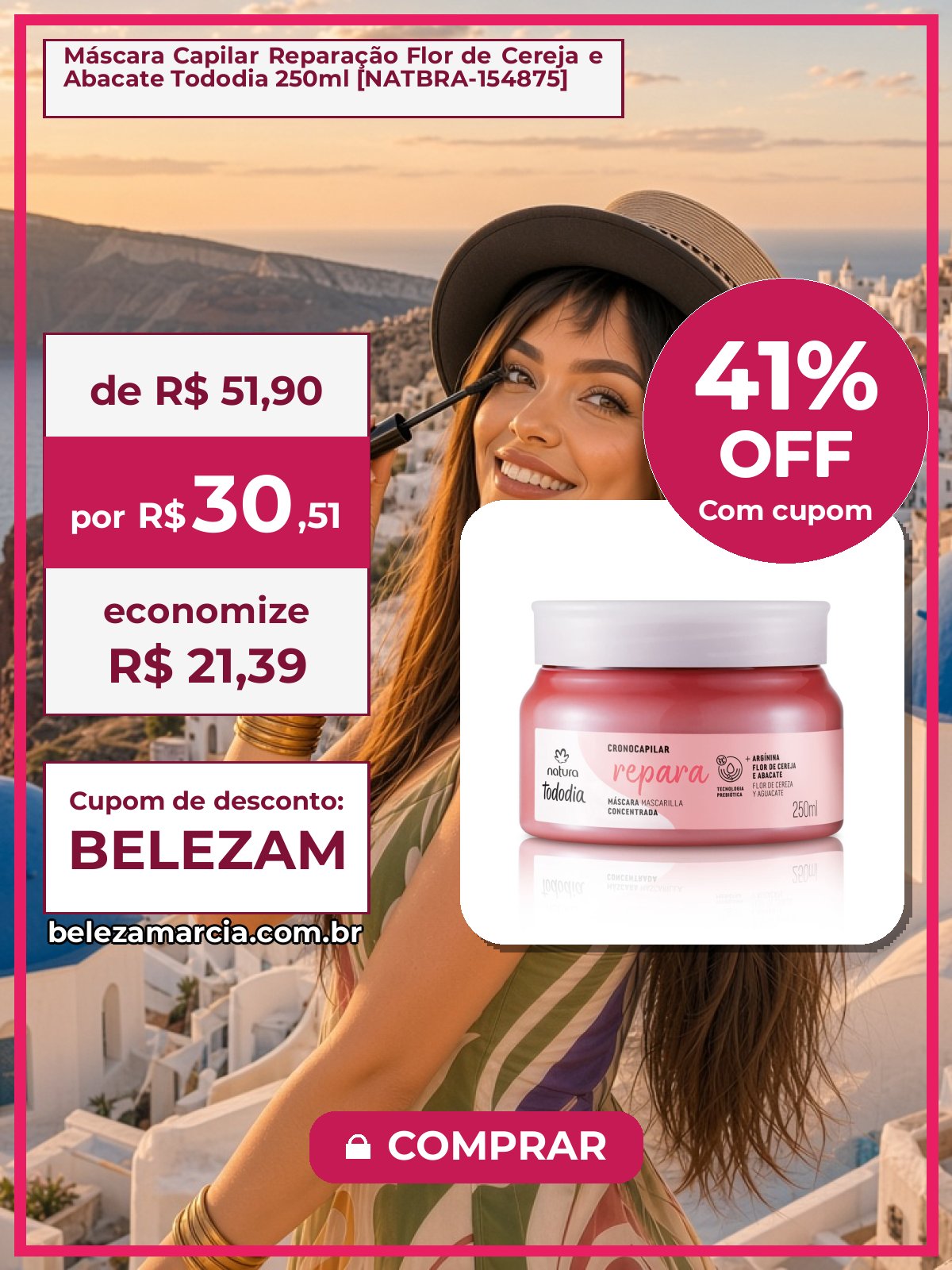 Máscara Capilar Reparação Flor de Cereja e Abacate Tododia 250ml [NATBRA-154875]