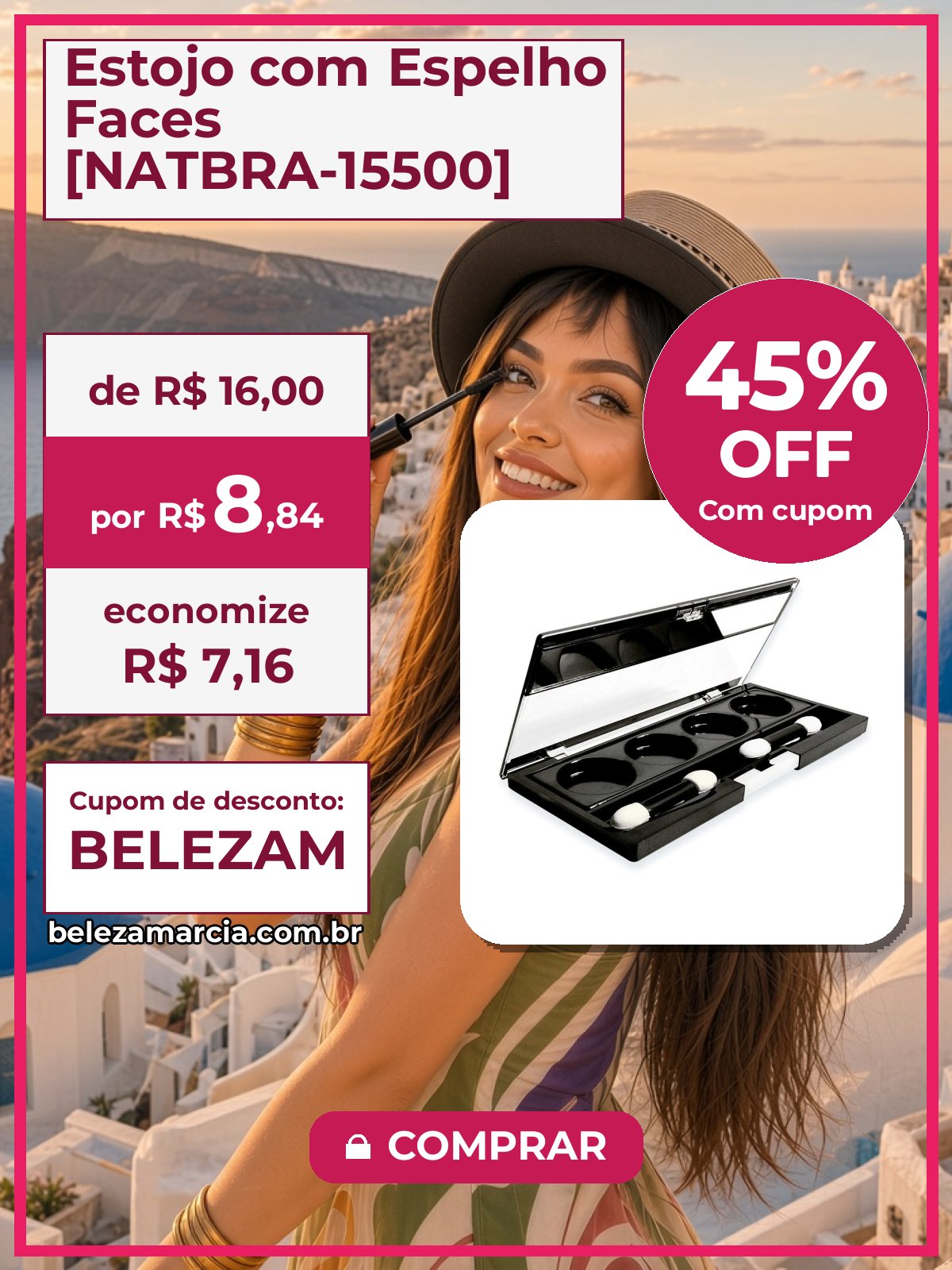 Estojo com Espelho Faces [NATBRA-15500]