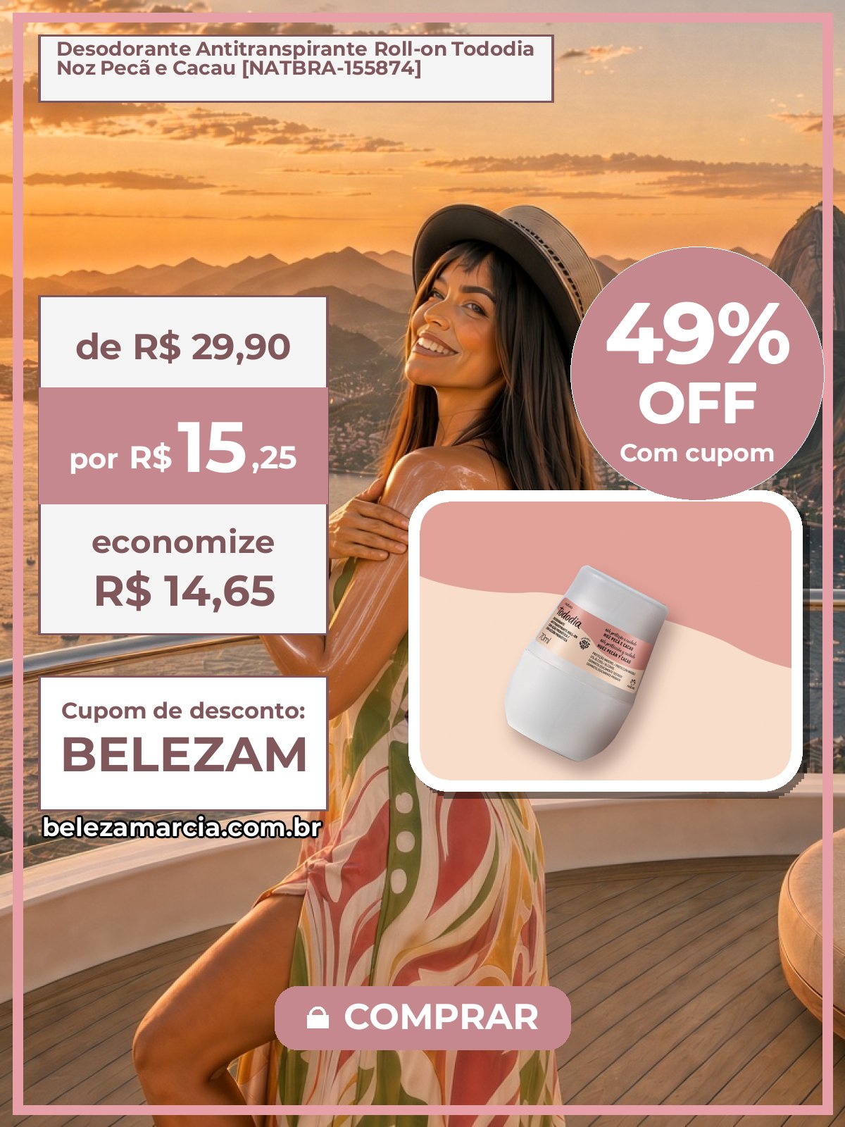 Desodorante Antitranspirante Roll-on Tododia Noz Pecã e Cacau [NATBRA-155874]