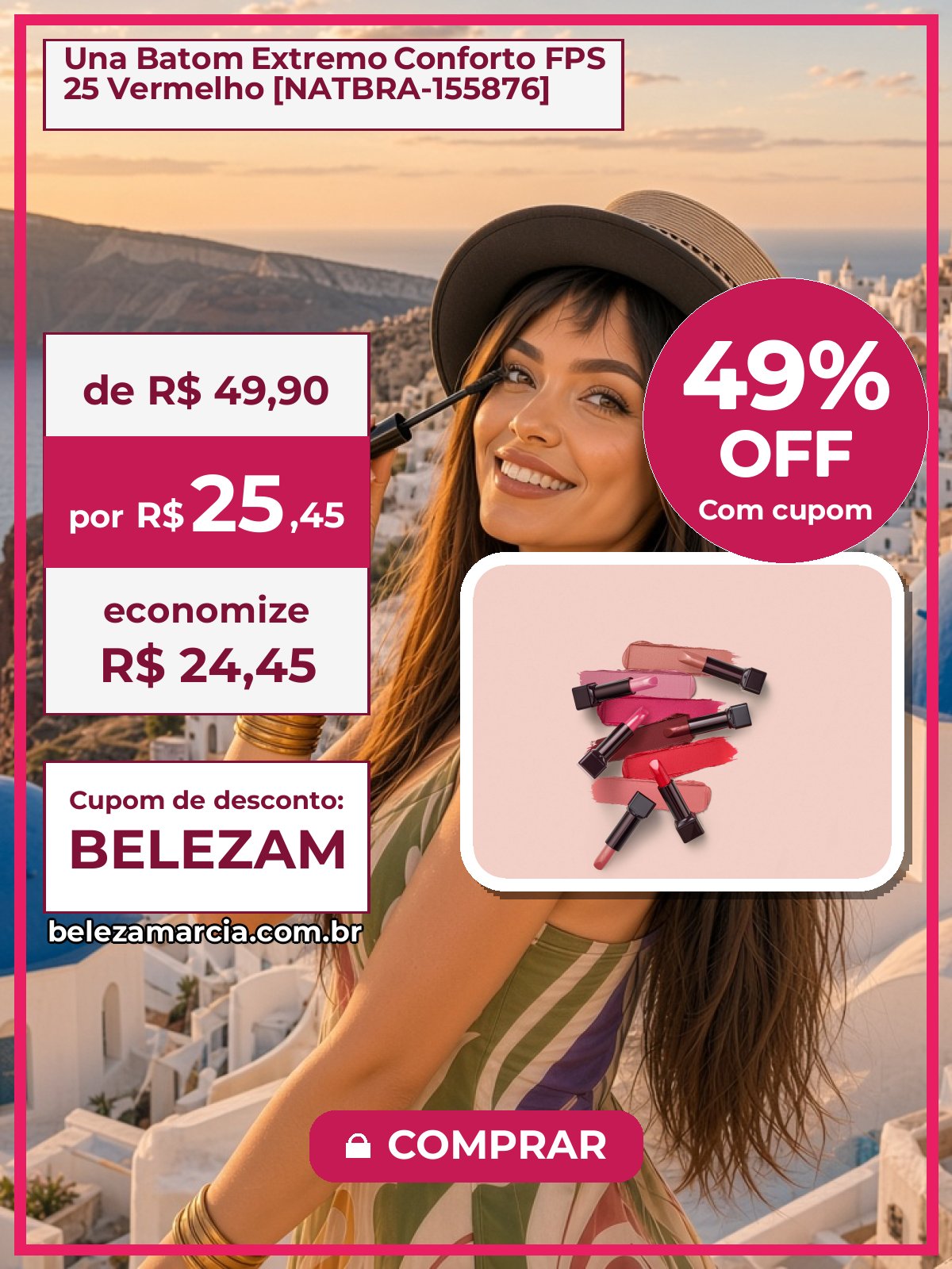 Una Batom Extremo Conforto FPS 25 Vermelho [NATBRA-155876]