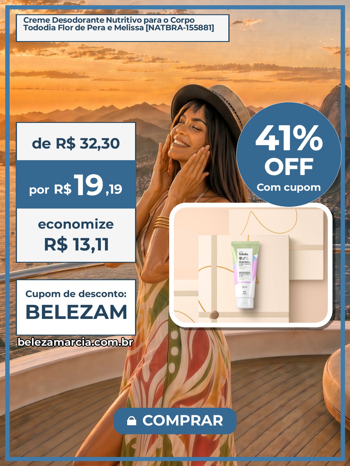 Creme Desodorante Nutritivo para o Corpo Tododia Flor de Pera e Melissa [NATBRA-155881]