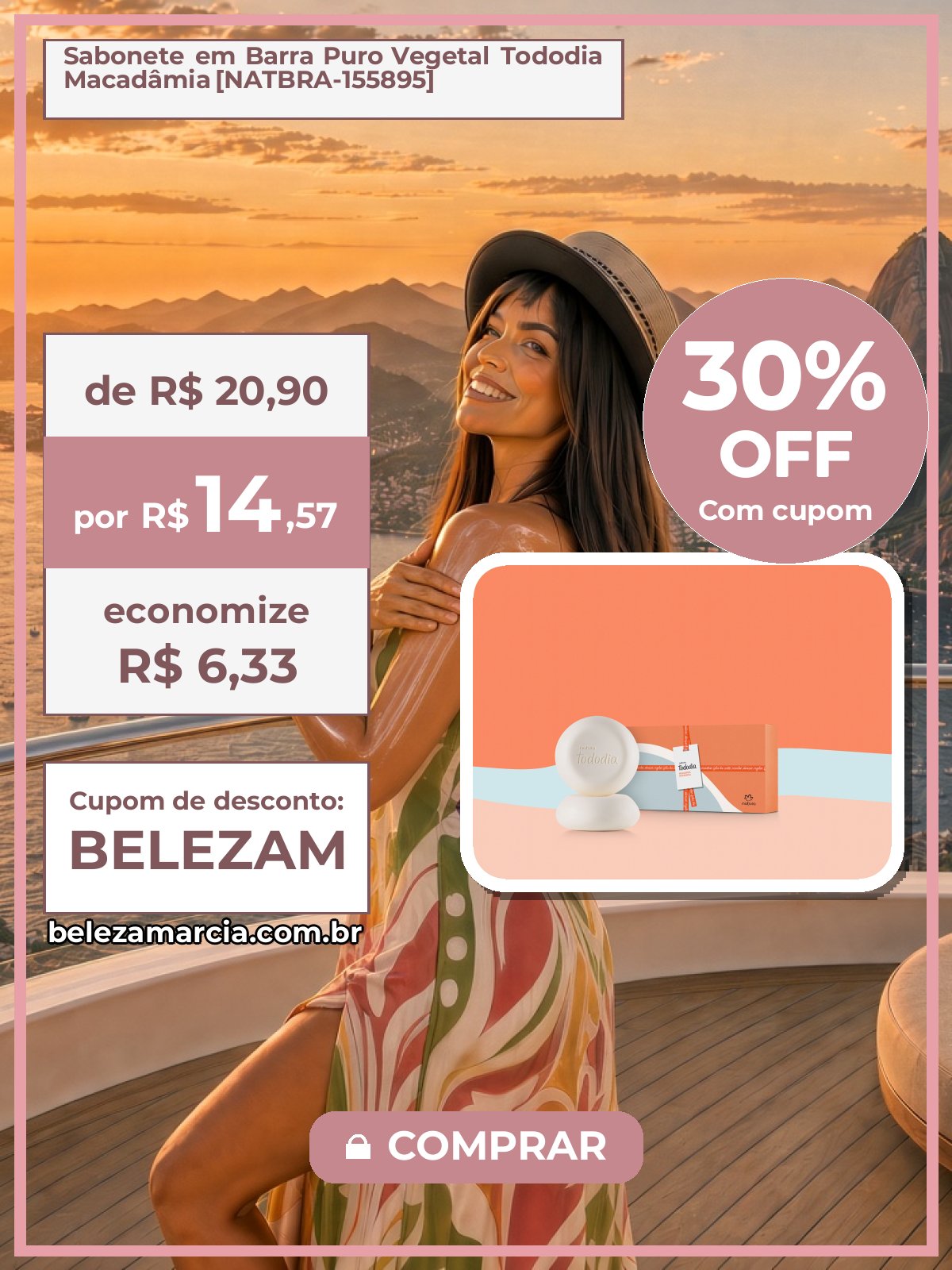 Sabonete em Barra Puro Vegetal Tododia Macadâmia [NATBRA-155895]