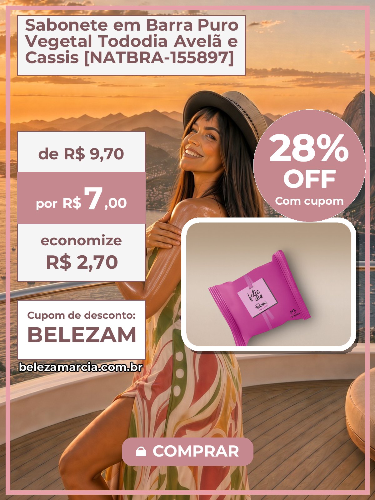 Sabonete em Barra Puro Vegetal Tododia Avelã e Cassis [NATBRA-155897]