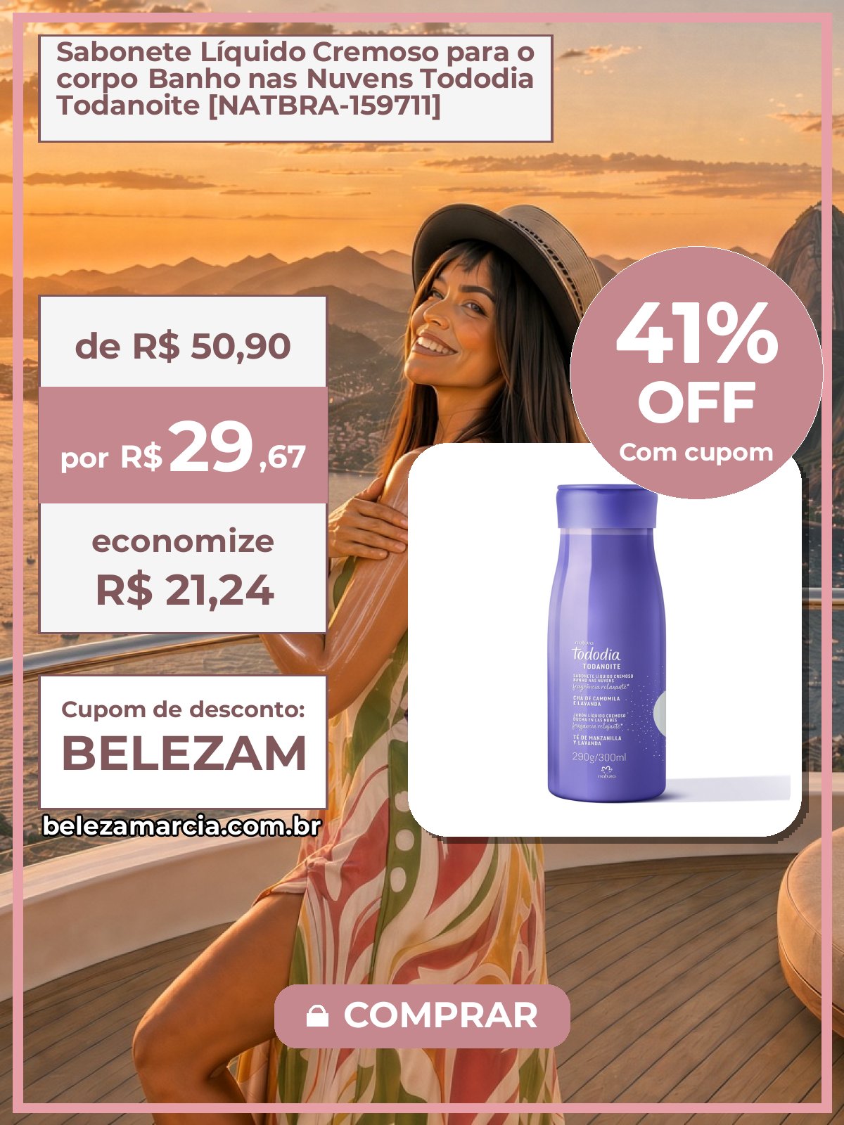 Sabonete Líquido Cremoso para o corpo Banho nas Nuvens Tododia Todanoite [NATBRA-159711]