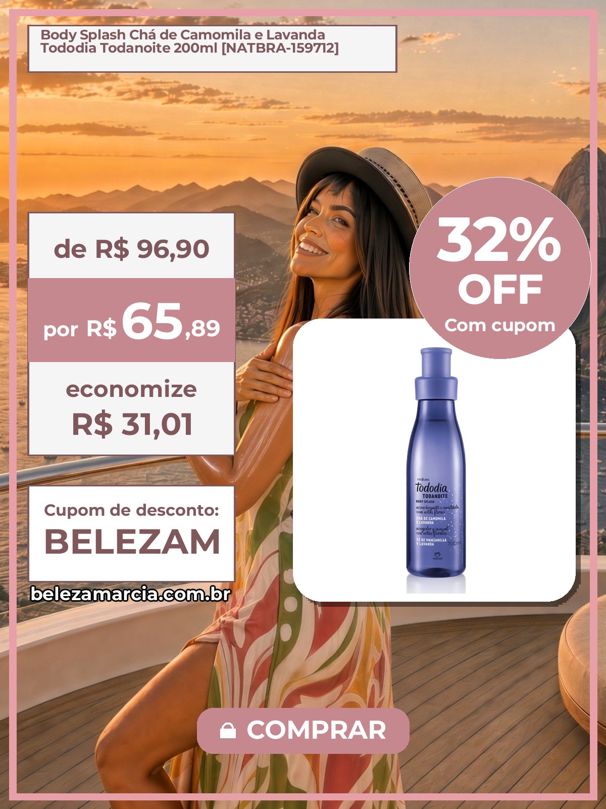 Body Splash Chá de Camomila e Lavanda Tododia Todanoite 200ml [NATBRA-159712]