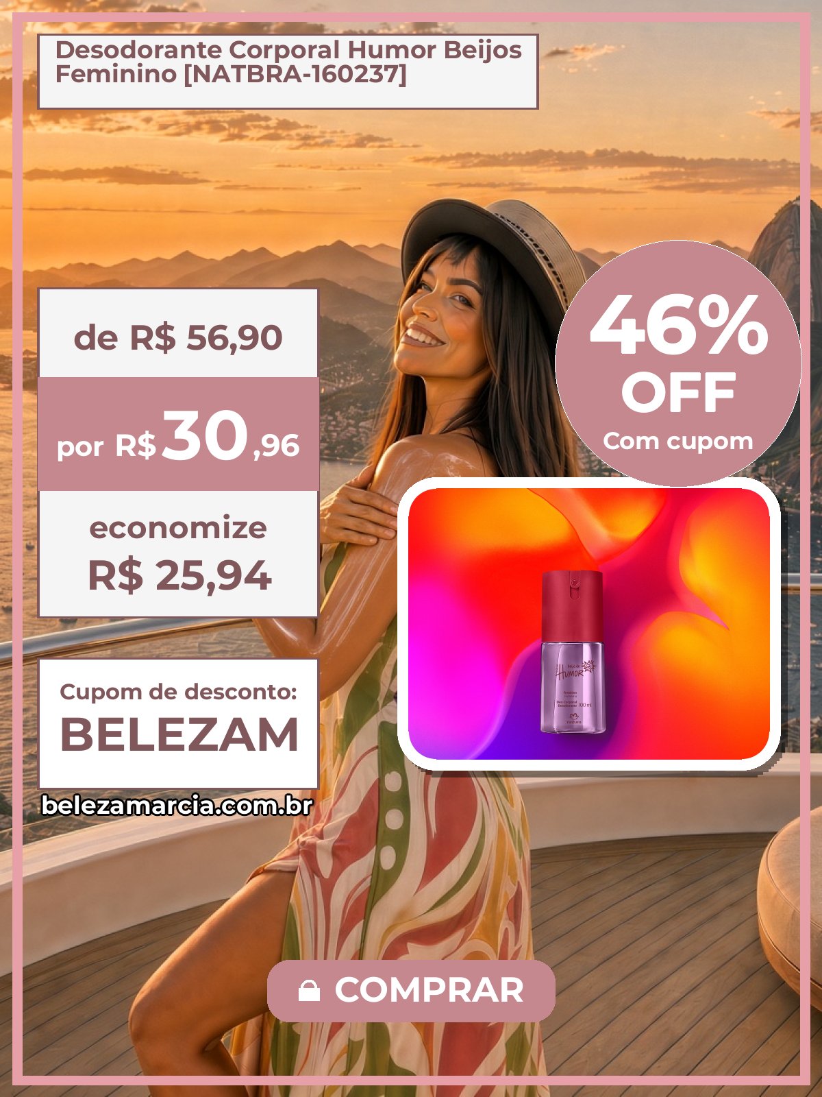 Desodorante Corporal Humor Beijos Feminino [NATBRA-160237]