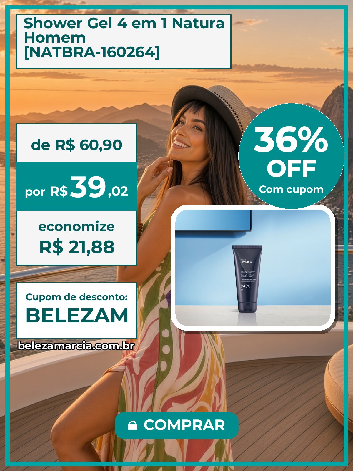 Shower Gel 4 em 1 Natura Homem [NATBRA-160264]