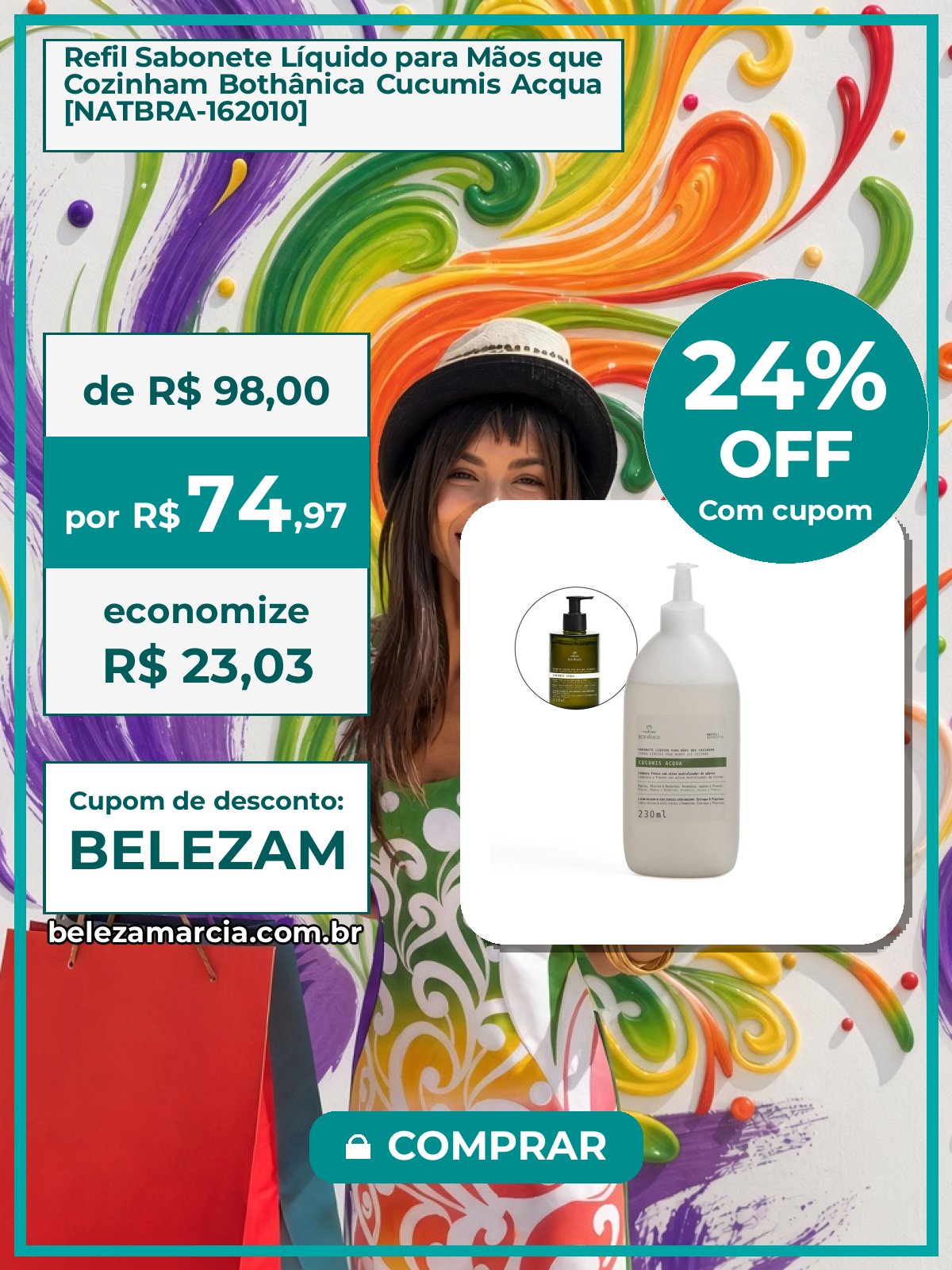 Refil Sabonete Líquido para Mãos que Cozinham Bothânica Cucumis Acqua [NATBRA-162010]