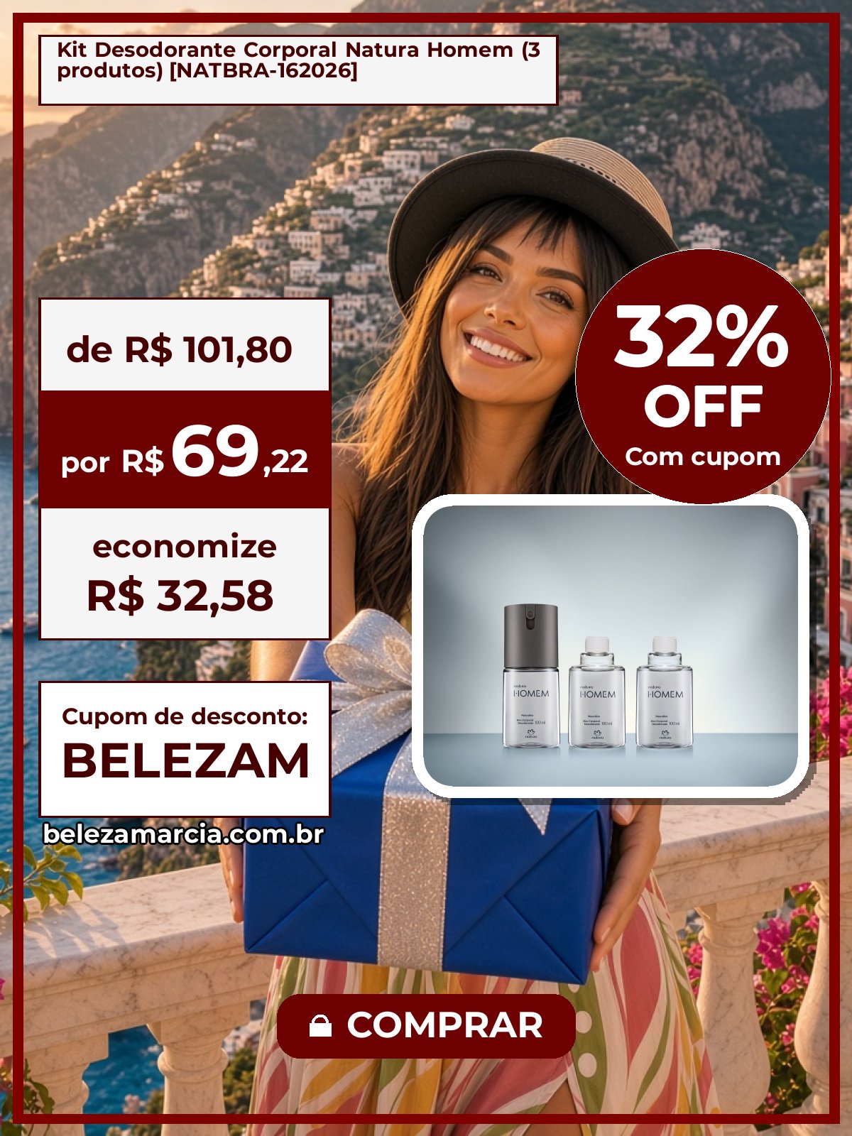 Kit Desodorante Corporal Natura Homem (3 produtos) [NATBRA-162026]
