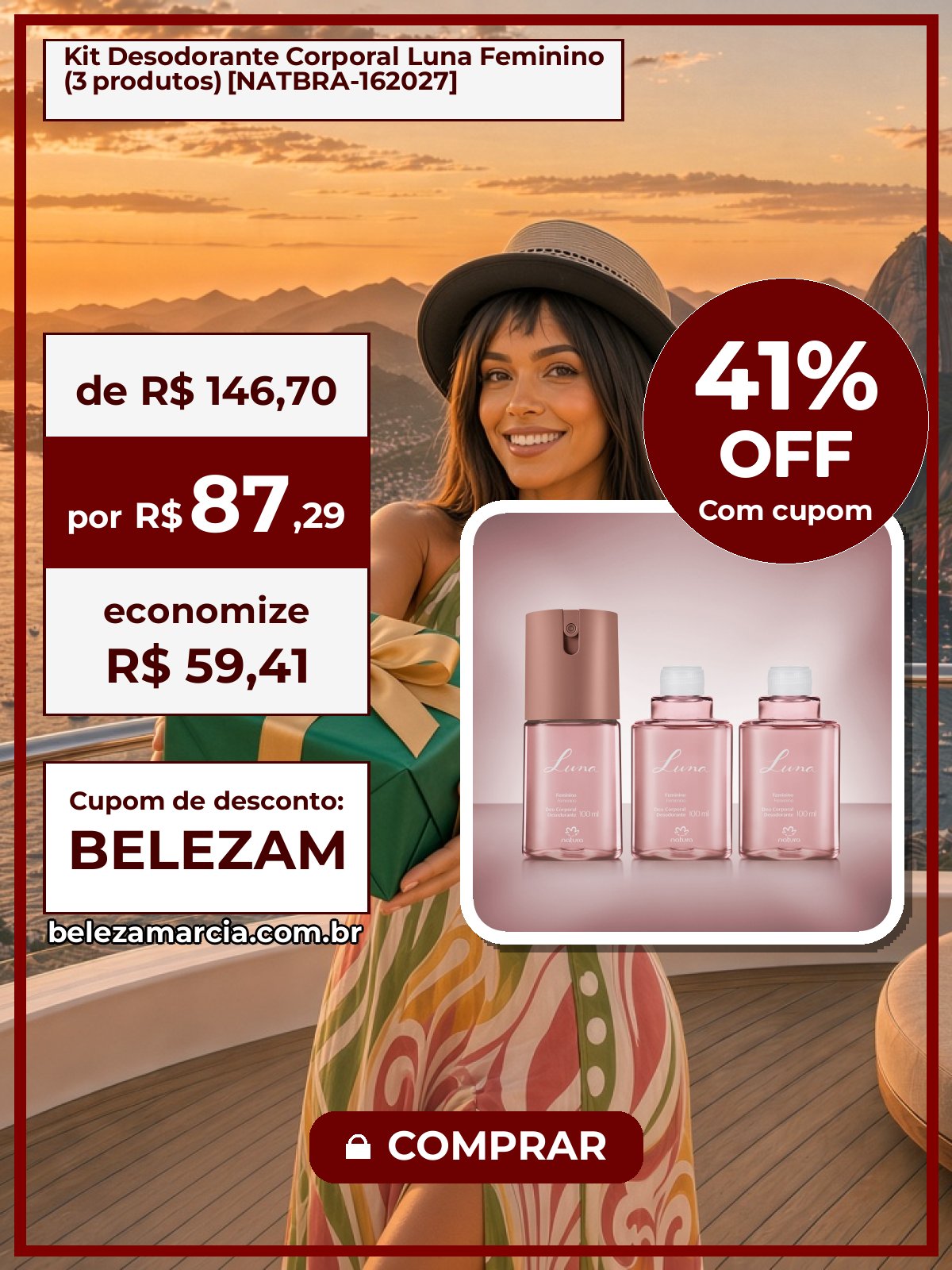 Kit Desodorante Corporal Luna Feminino (3 produtos) [NATBRA-162027]