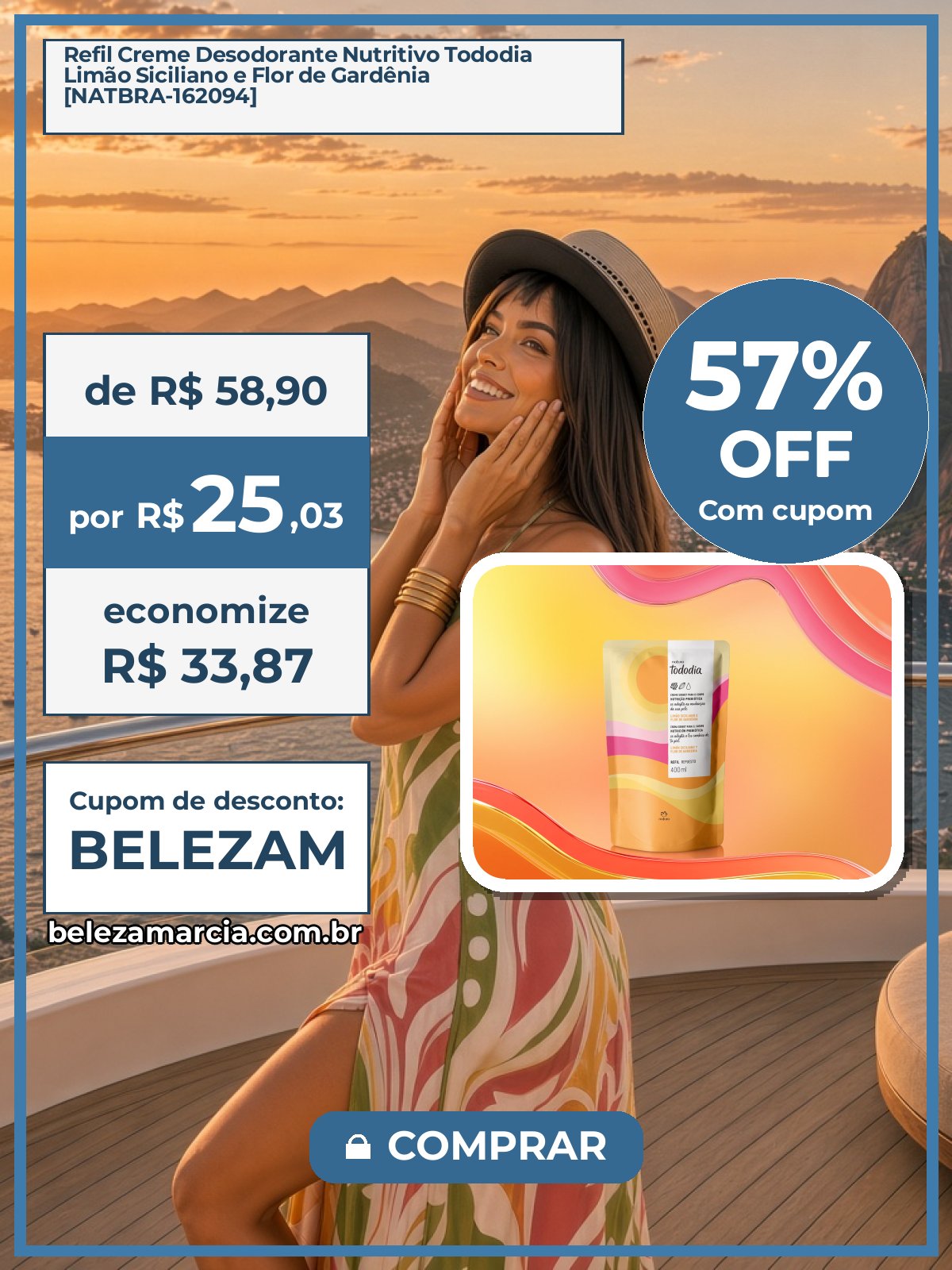 Refil Creme Desodorante Nutritivo Tododia Limão Siciliano e Flor de Gardênia [NATBRA-162094]