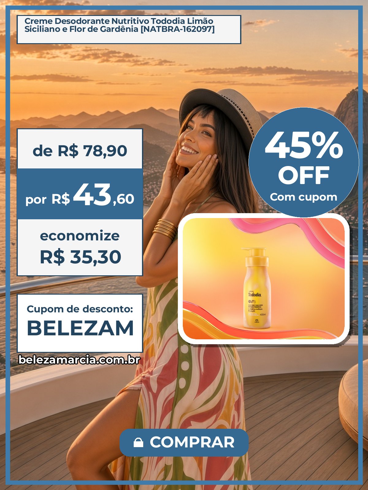 Creme Desodorante Nutritivo Tododia Limão Siciliano e Flor de Gardênia [NATBRA-162097]