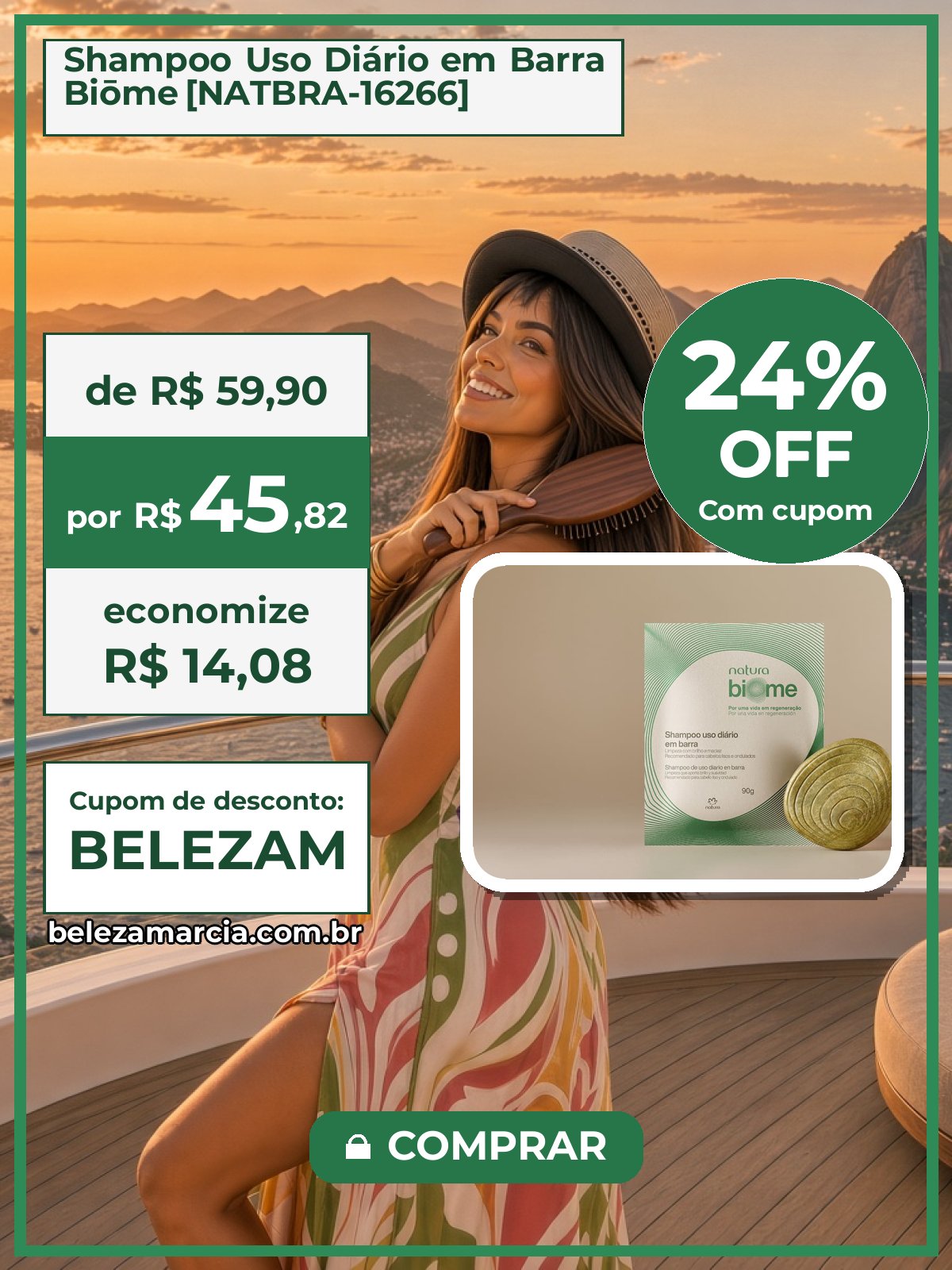 Shampoo Uso Diário em Barra Biōme [NATBRA-16266]