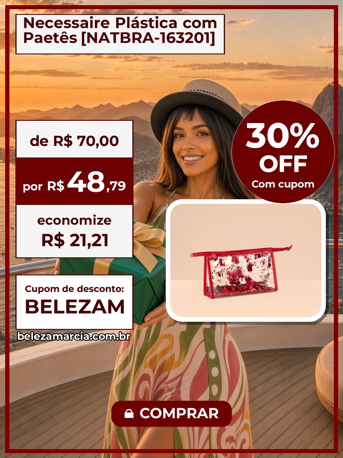 Necessaire Plástica com Paetês [NATBRA-163201]