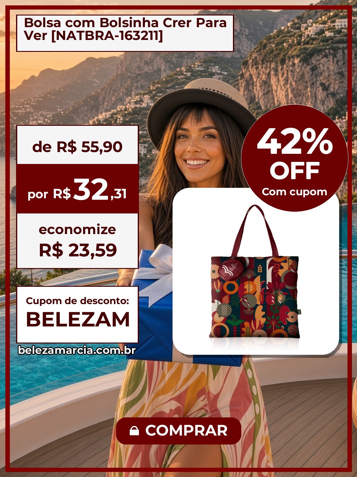 Bolsa com Bolsinha Crer Para Ver [NATBRA-163211]