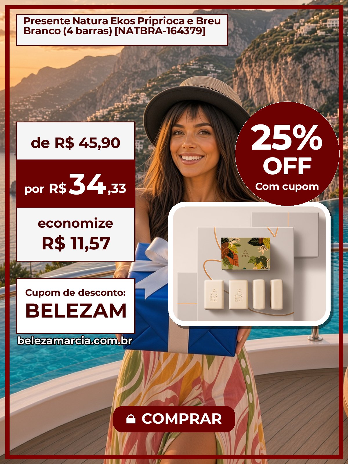 Presente Natura Ekos Priprioca e Breu Branco (4 barras) [NATBRA-164379]