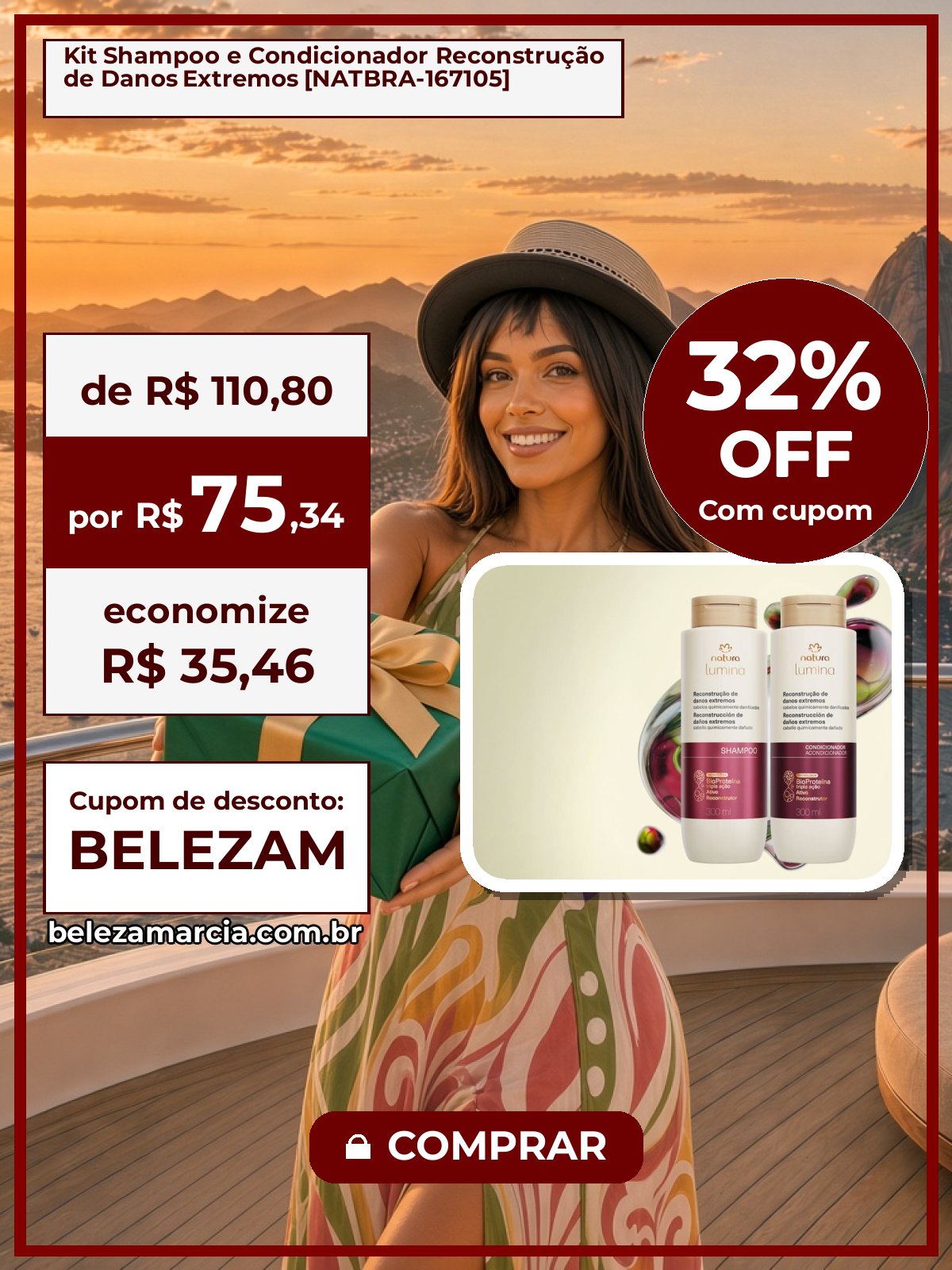 Kit Shampoo e Condicionador Reconstrução de Danos Extremos [NATBRA-167105]