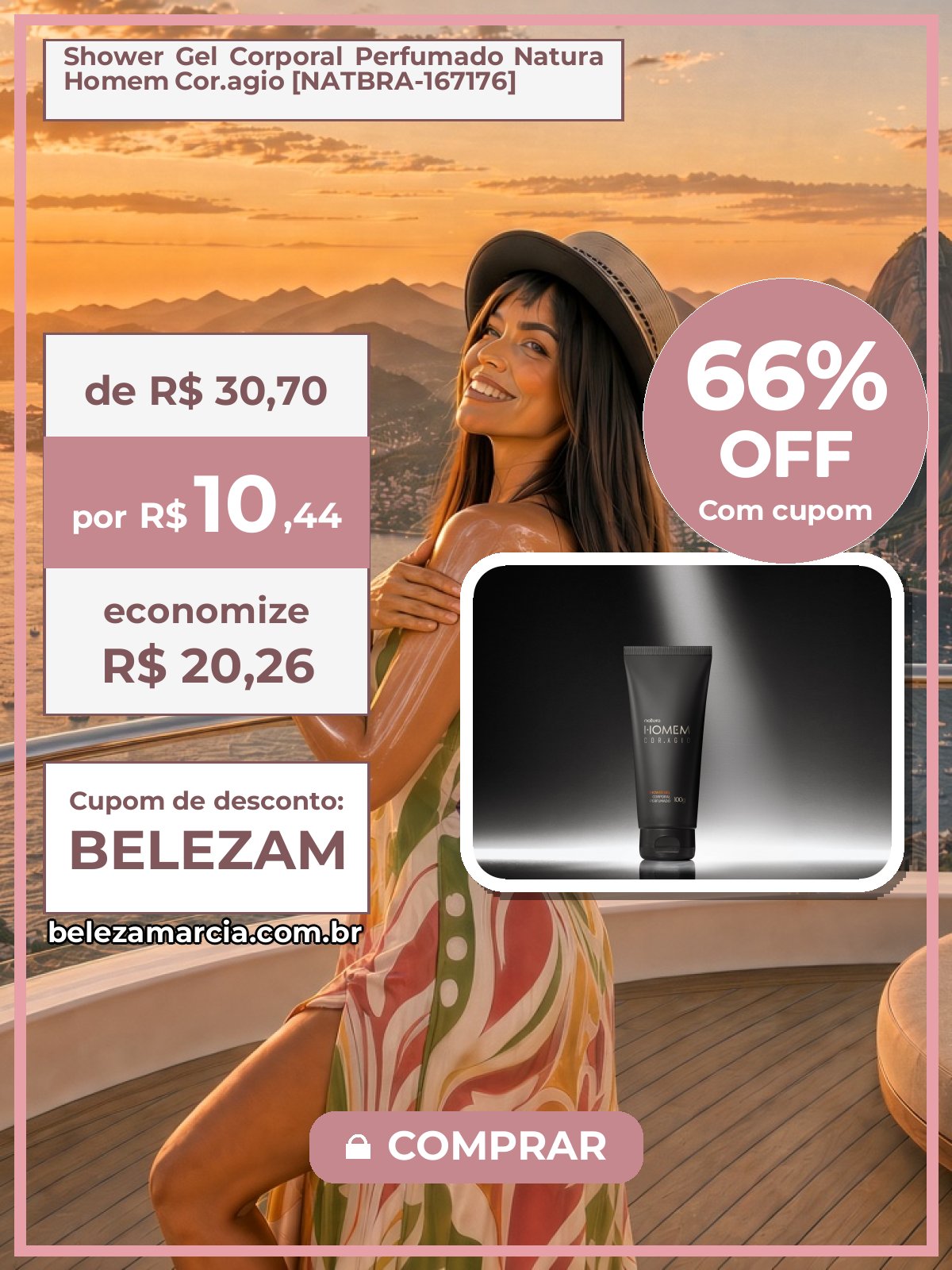 Shower Gel Corporal Perfumado Natura Homem Cor.agio [NATBRA-167176]