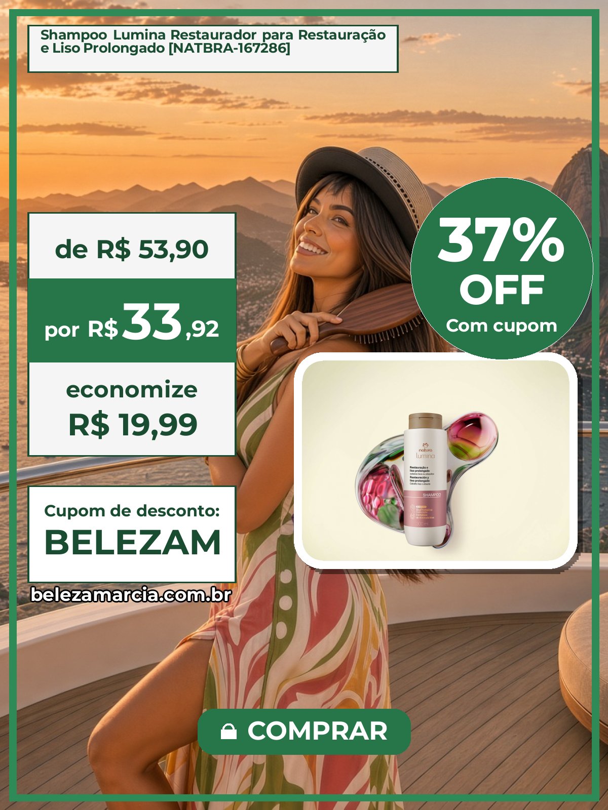 Shampoo Lumina Restaurador para Restauração e Liso Prolongado [NATBRA-167286]