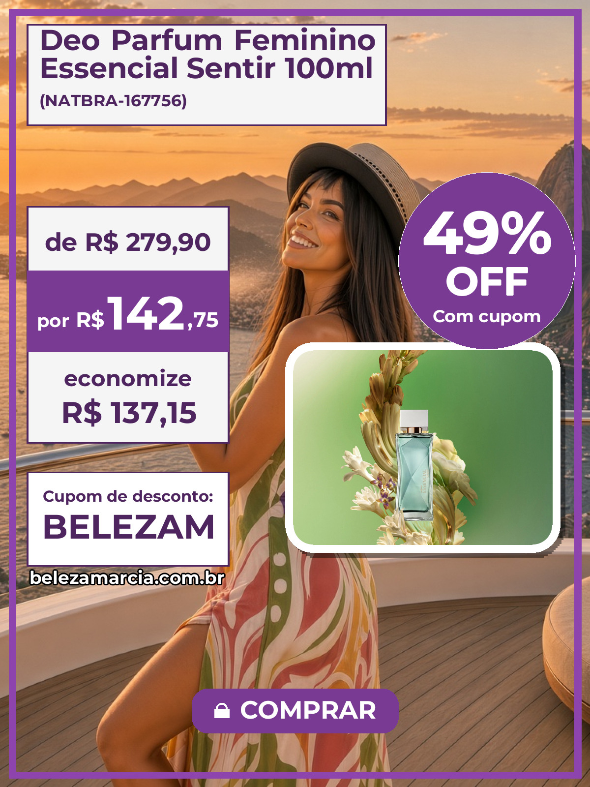 Deo Parfum Feminino Essencial Sentir 100ml