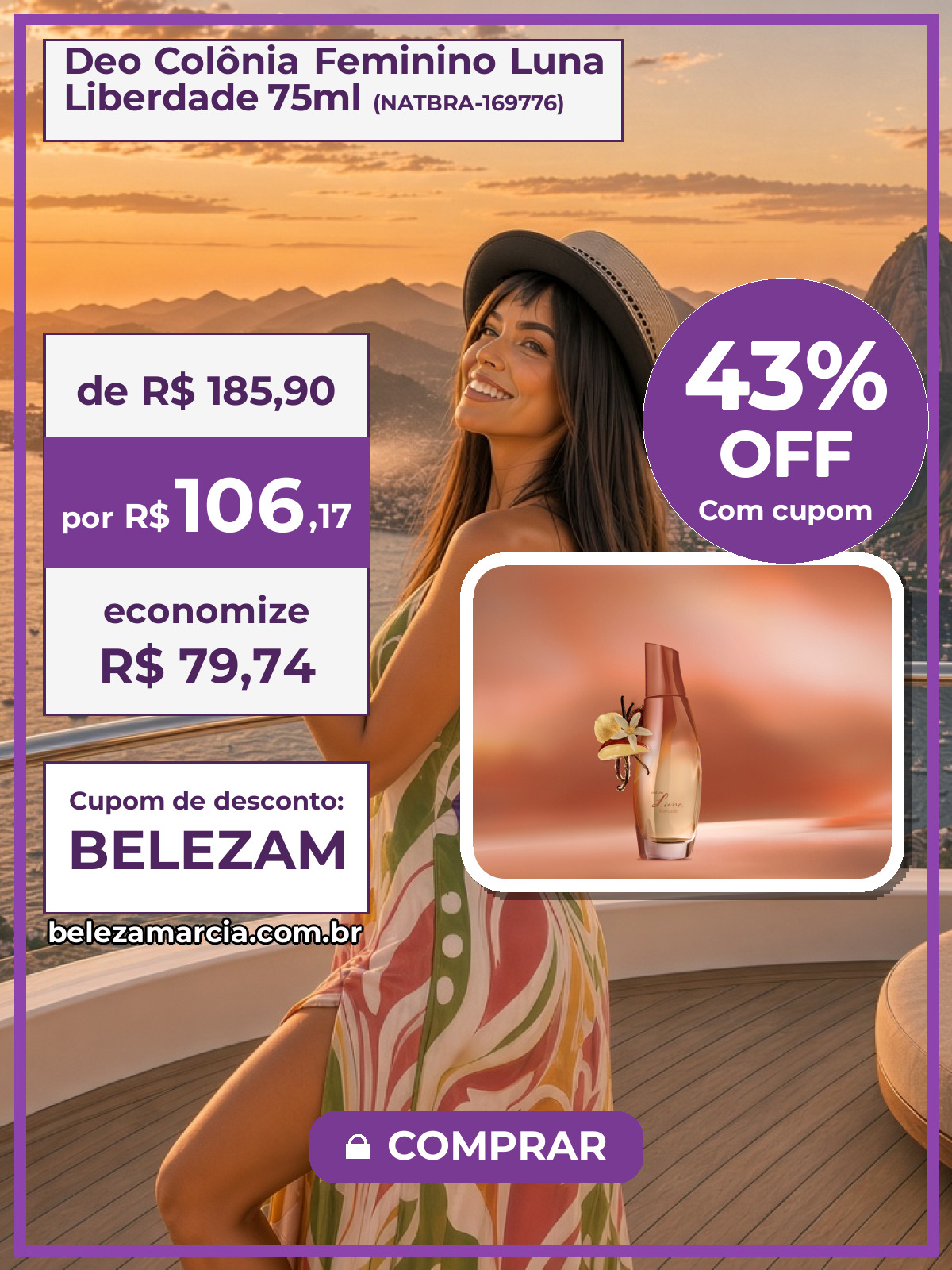 Deo Colônia Feminino Luna Liberdade 75ml