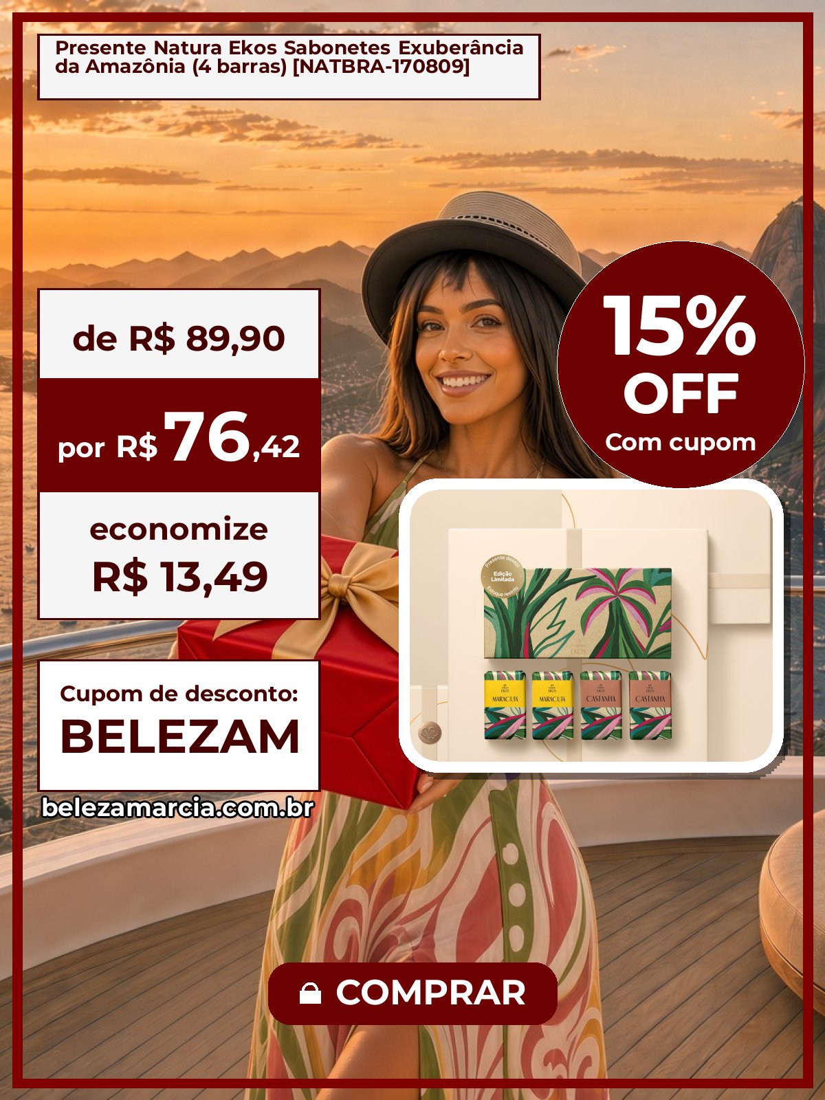 Presente Natura Ekos Sabonetes Exuberância da Amazônia (4 barras) [NATBRA-170809]