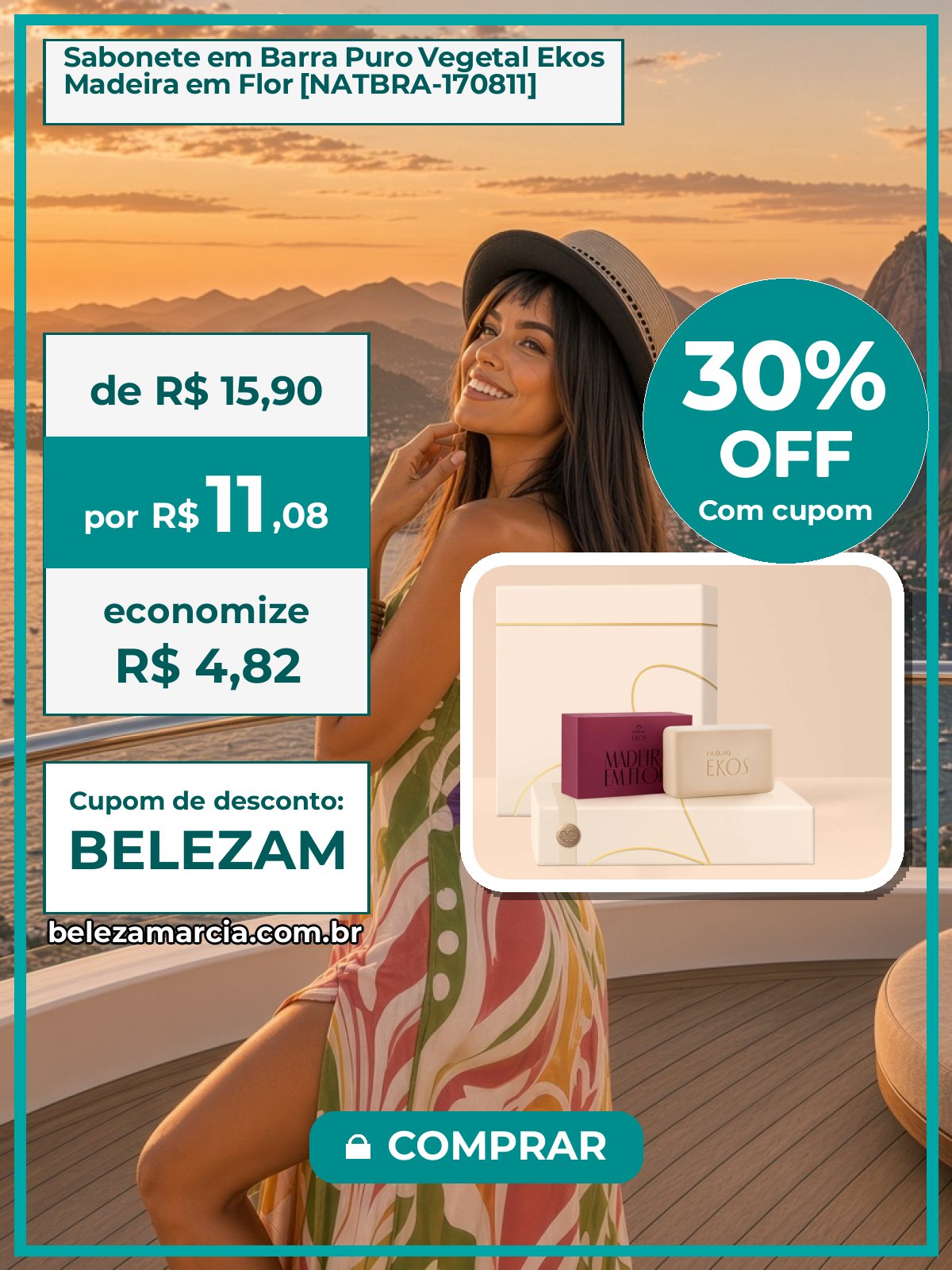 Sabonete em Barra Puro Vegetal Ekos Madeira em Flor [NATBRA-170811]