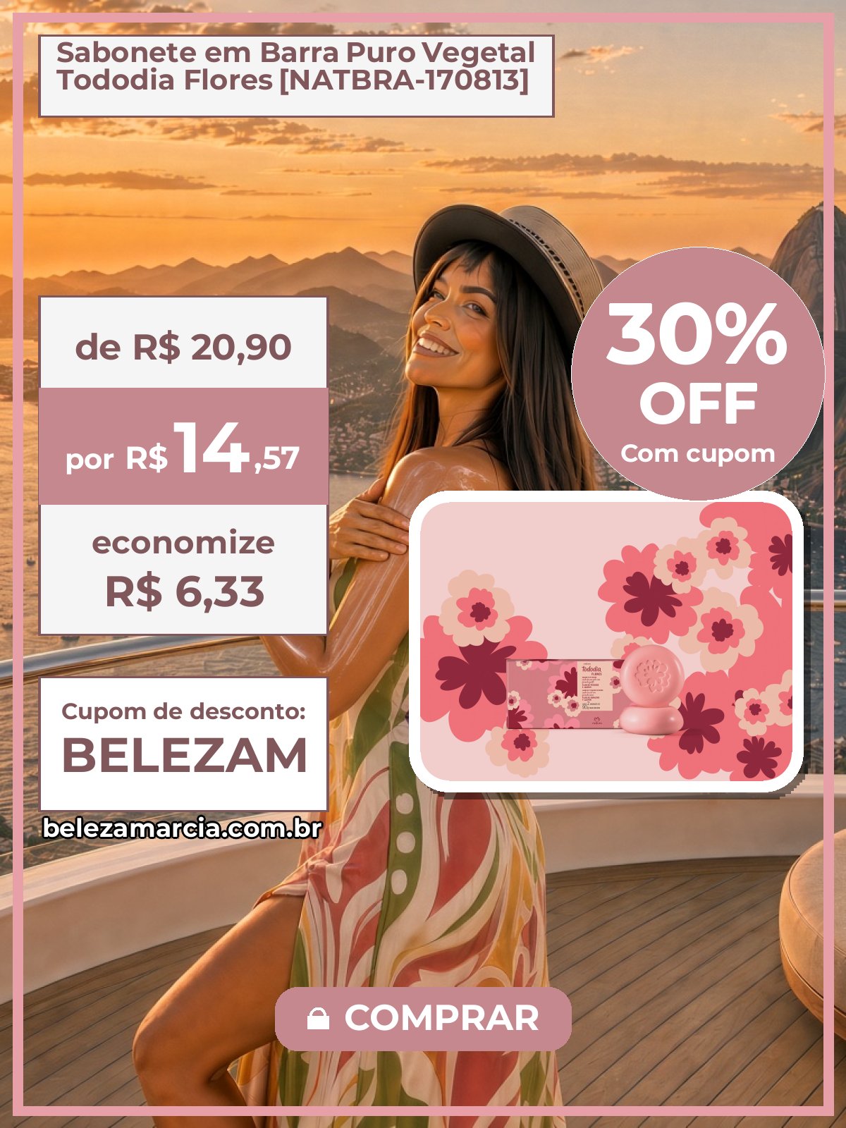 Sabonete em Barra Puro Vegetal Tododia Flores [NATBRA-170813]