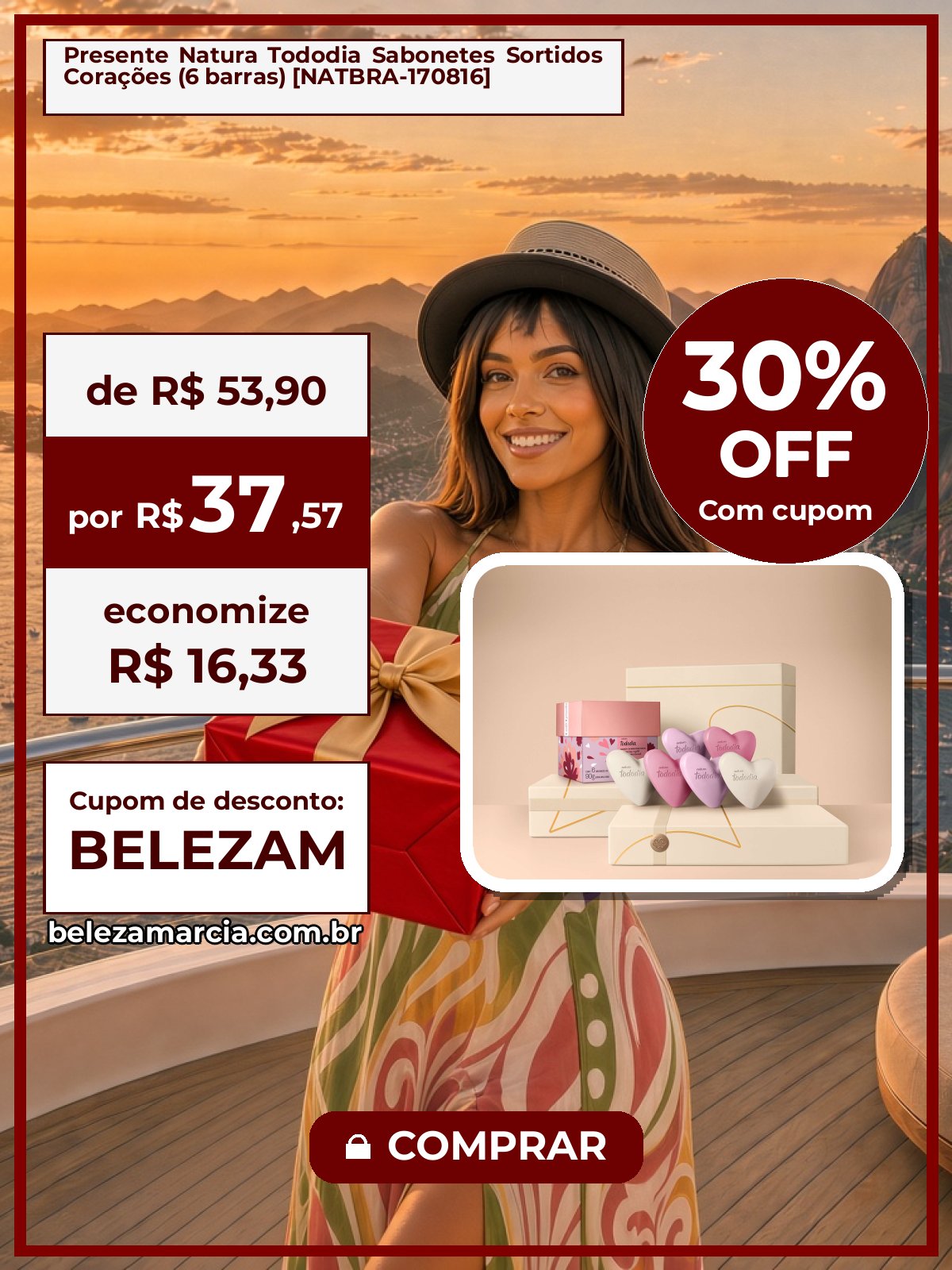 Presente Natura Tododia Sabonetes Sortidos Corações (6 barras) [NATBRA-170816]