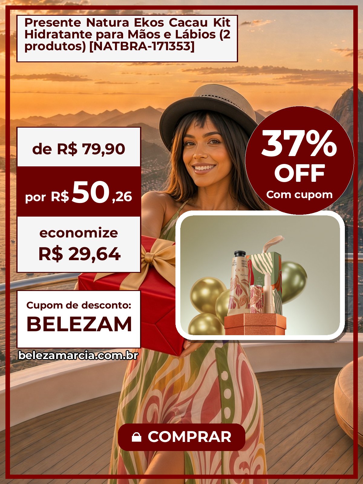 Presente Natura Ekos Cacau Kit Hidratante para Mãos e Lábios (2 produtos) [NATBRA-171353]
