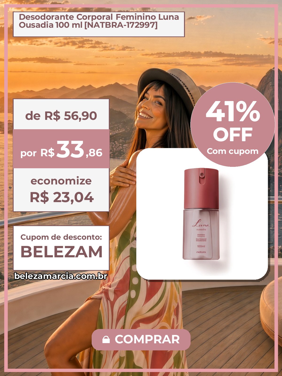 Desodorante Corporal Feminino Luna Ousadia 100 ml [NATBRA-172997]