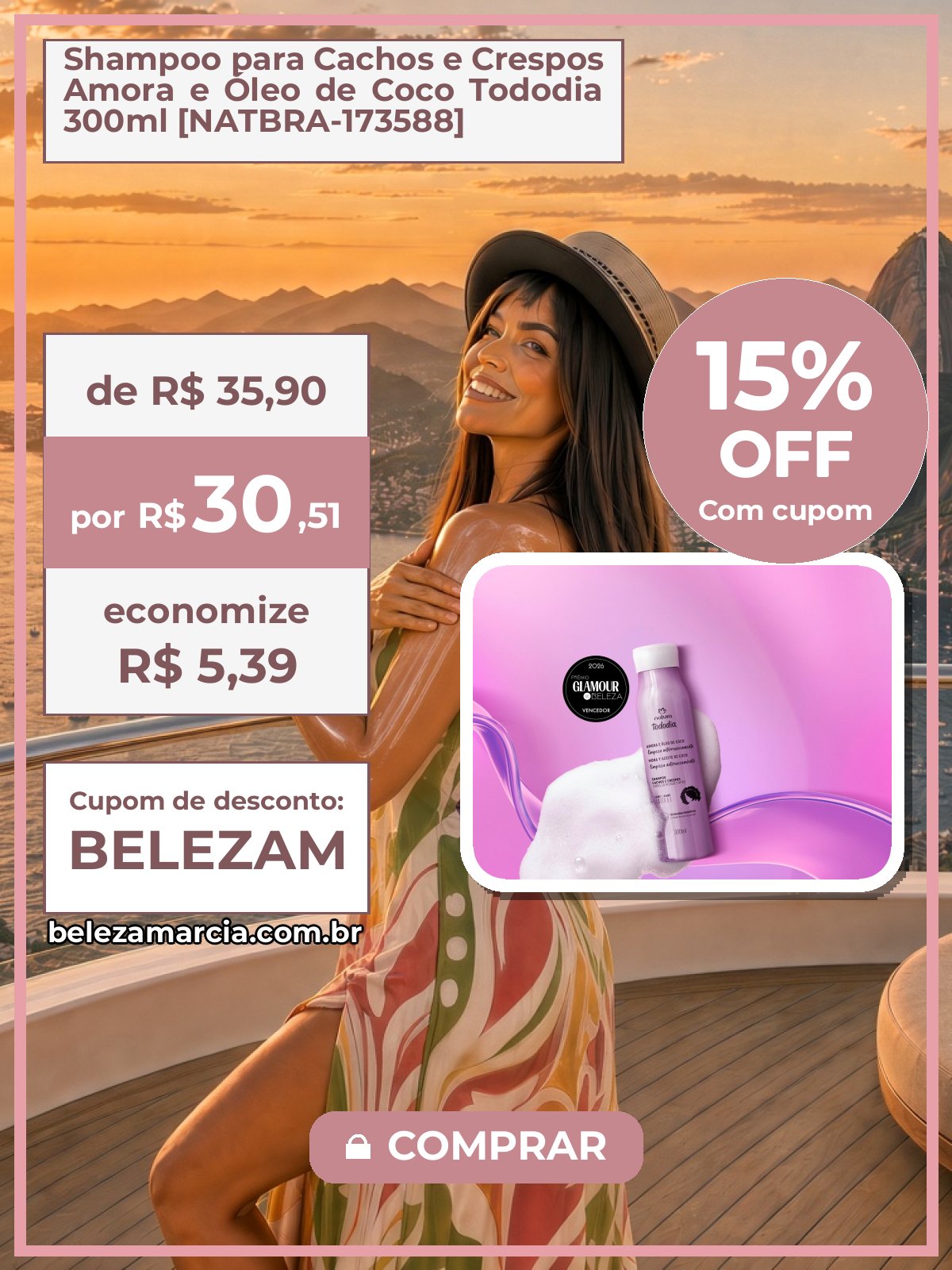 Shampoo para Cachos e Crespos Amora e Óleo de Coco Tododia 300ml [NATBRA-173588]