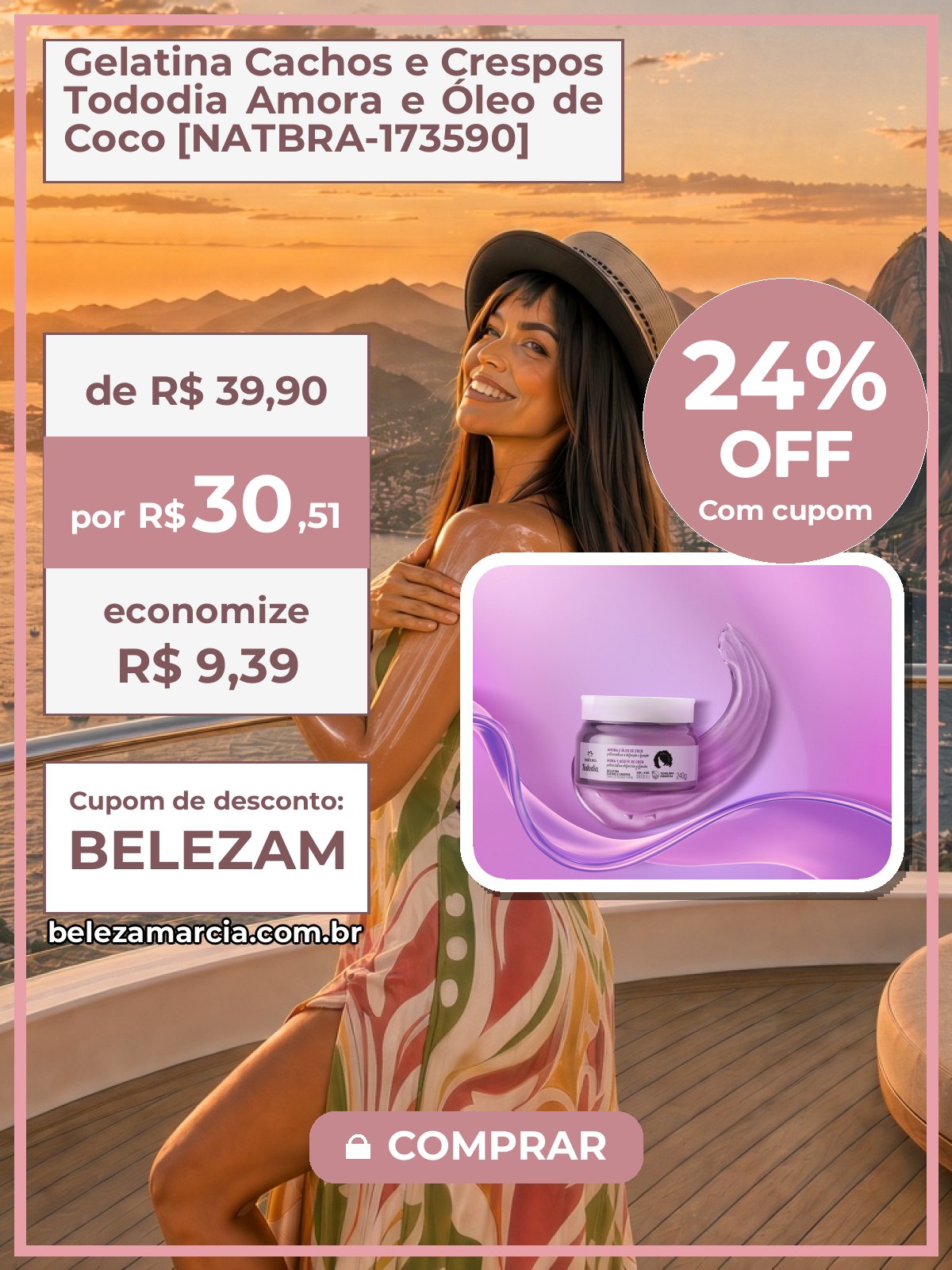 Gelatina Cachos e Crespos Tododia Amora e Óleo de Coco [NATBRA-173590]